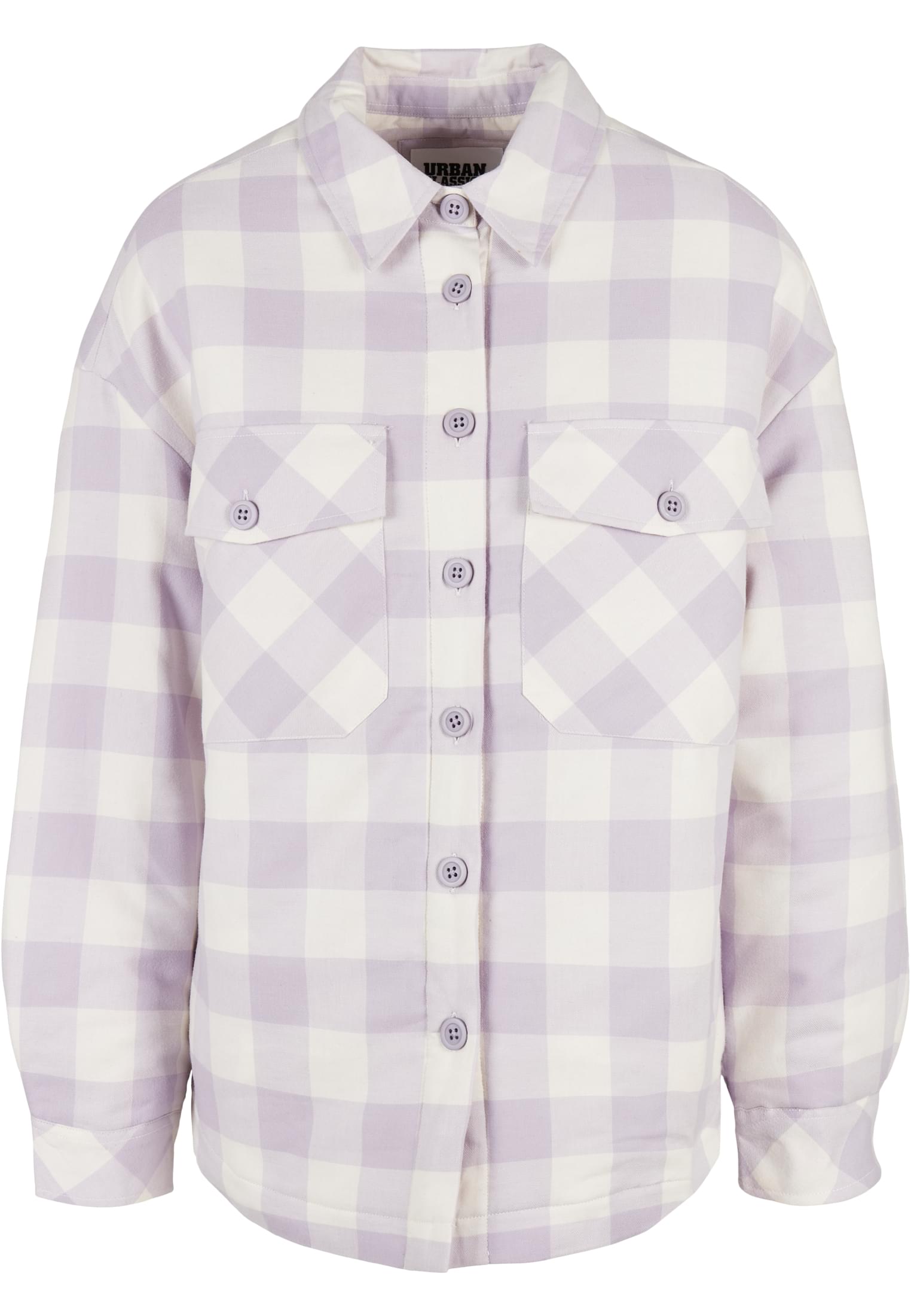 Women&#039;s flannel padded overshirt whitesand/softlilac