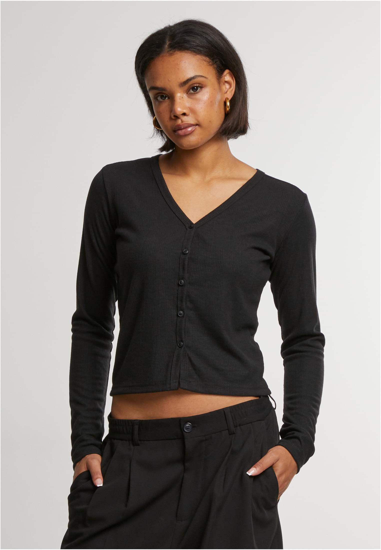 Women&#039;s ribbed cardigan black