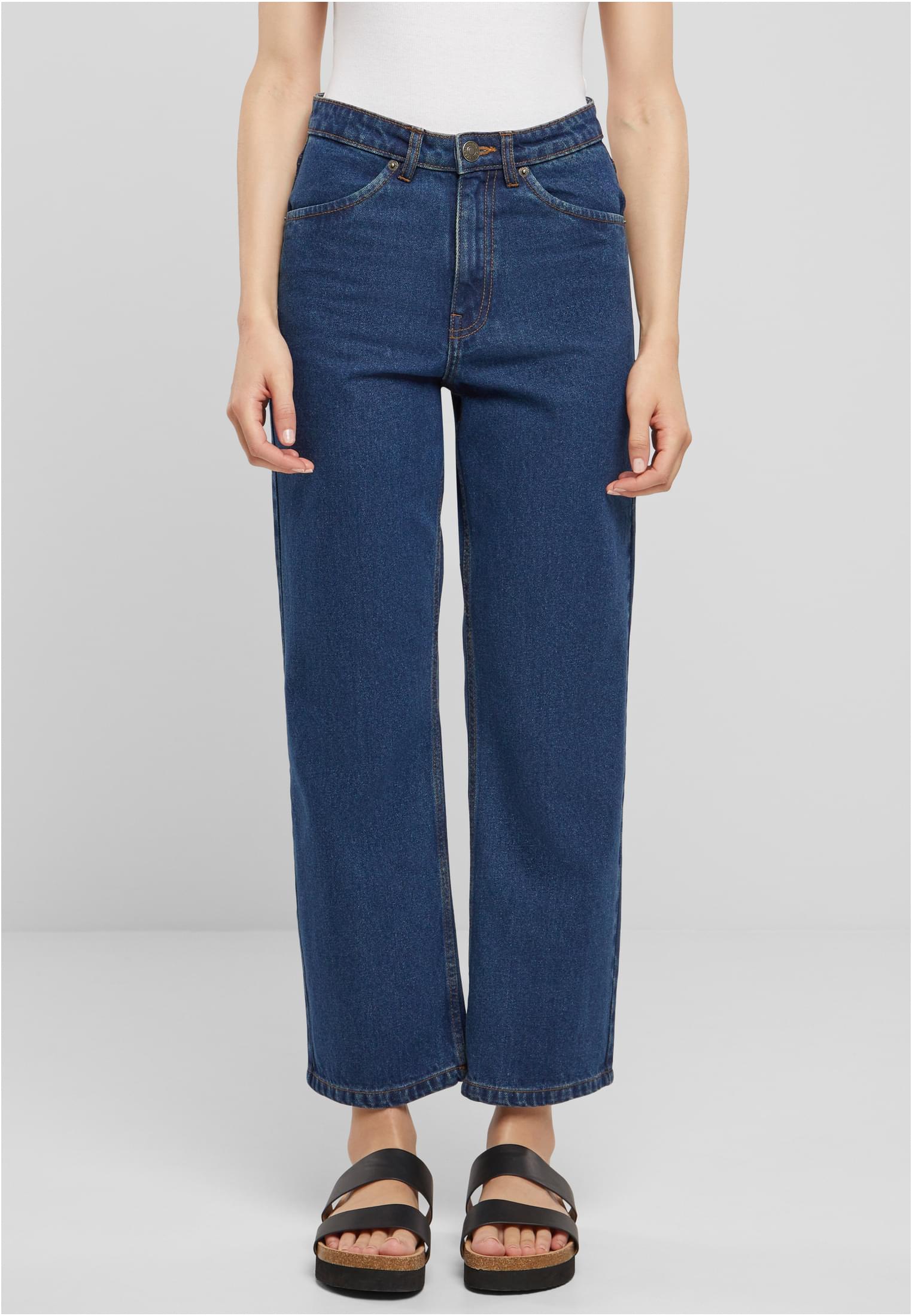 Women&#039;s Cropped Straight Leg Jeans - Navy Blue