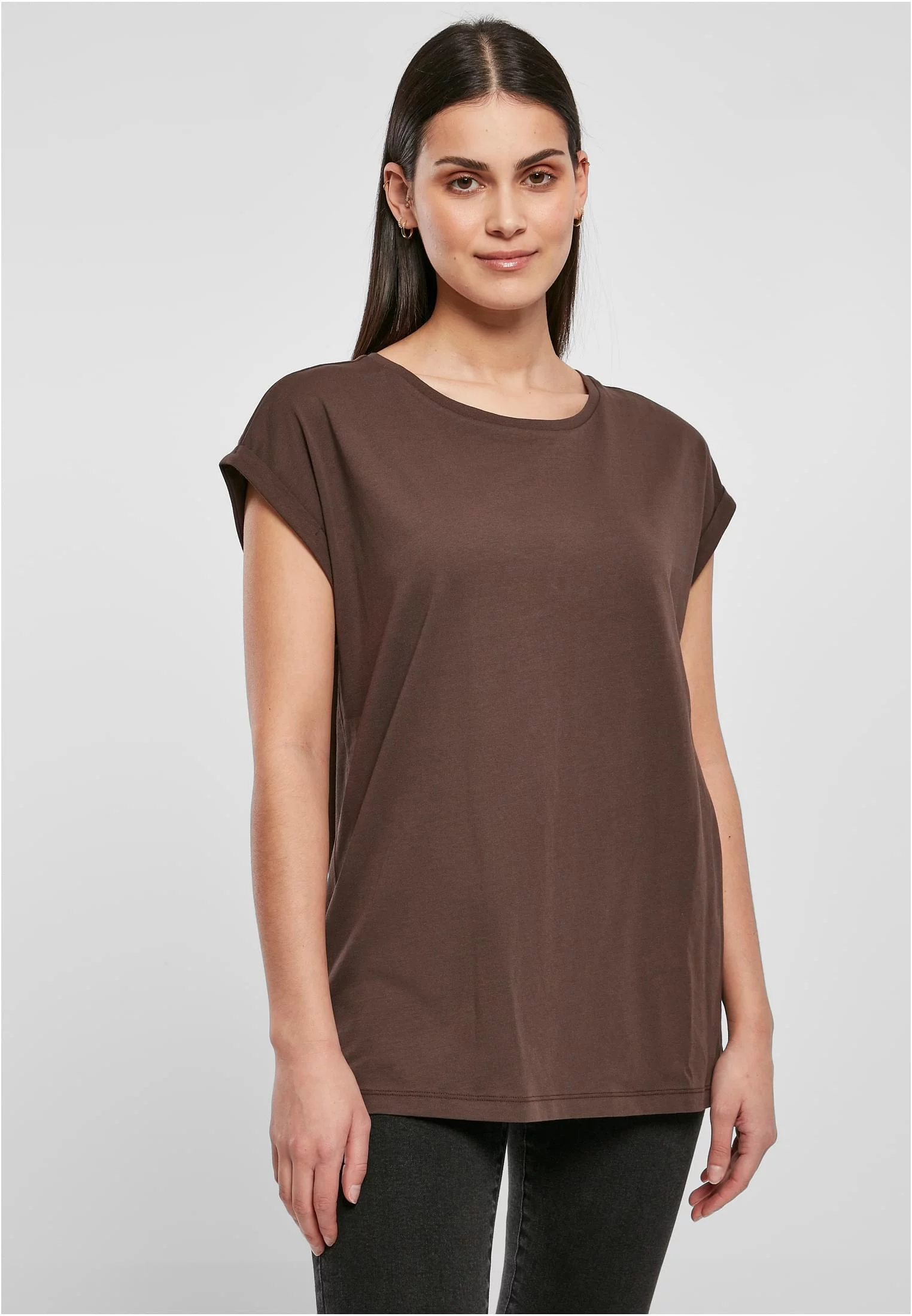Women&#039;s Organic T-Shirt with Extended Shoulder Brown