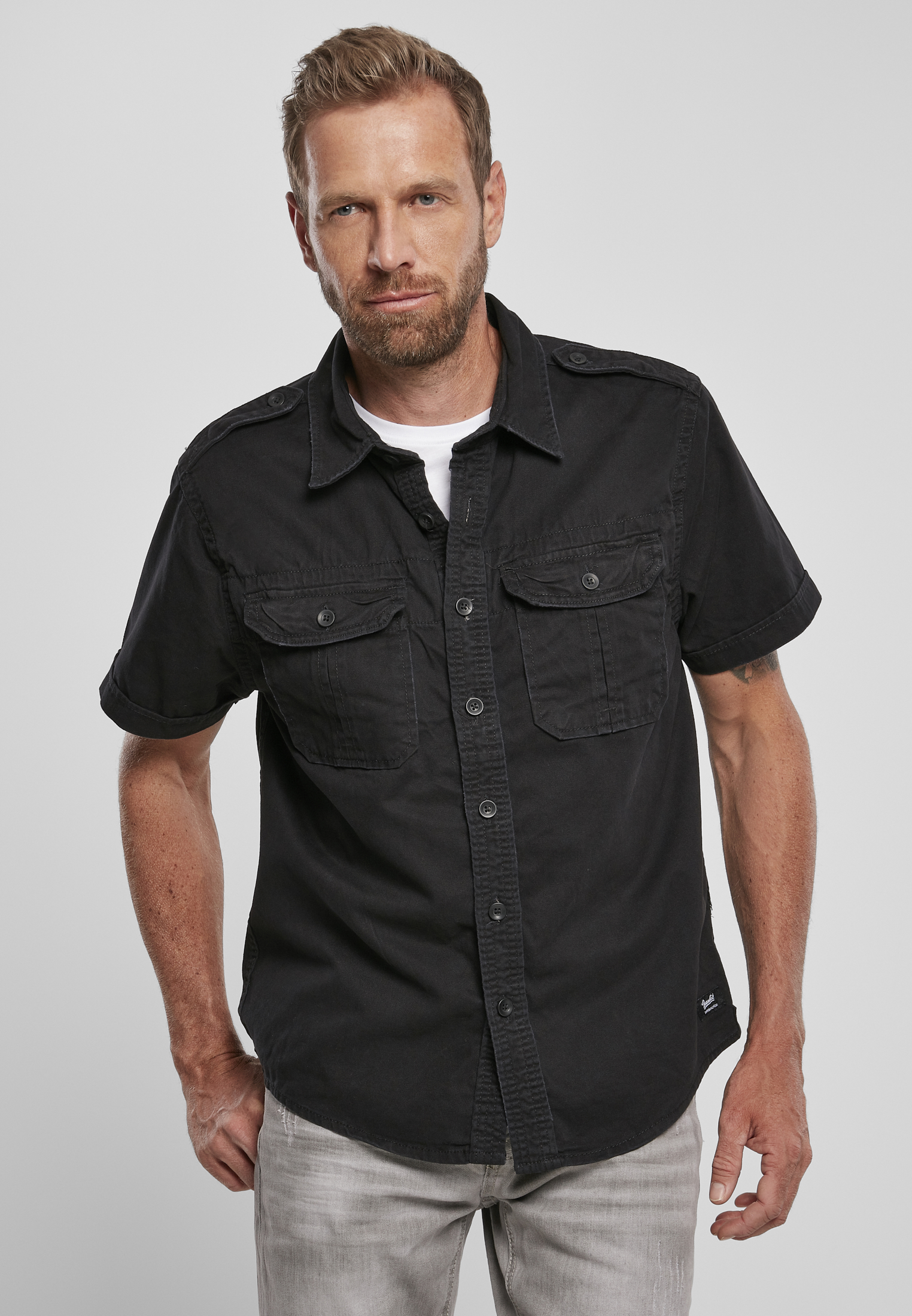 Vintage shirt with short sleeves, black