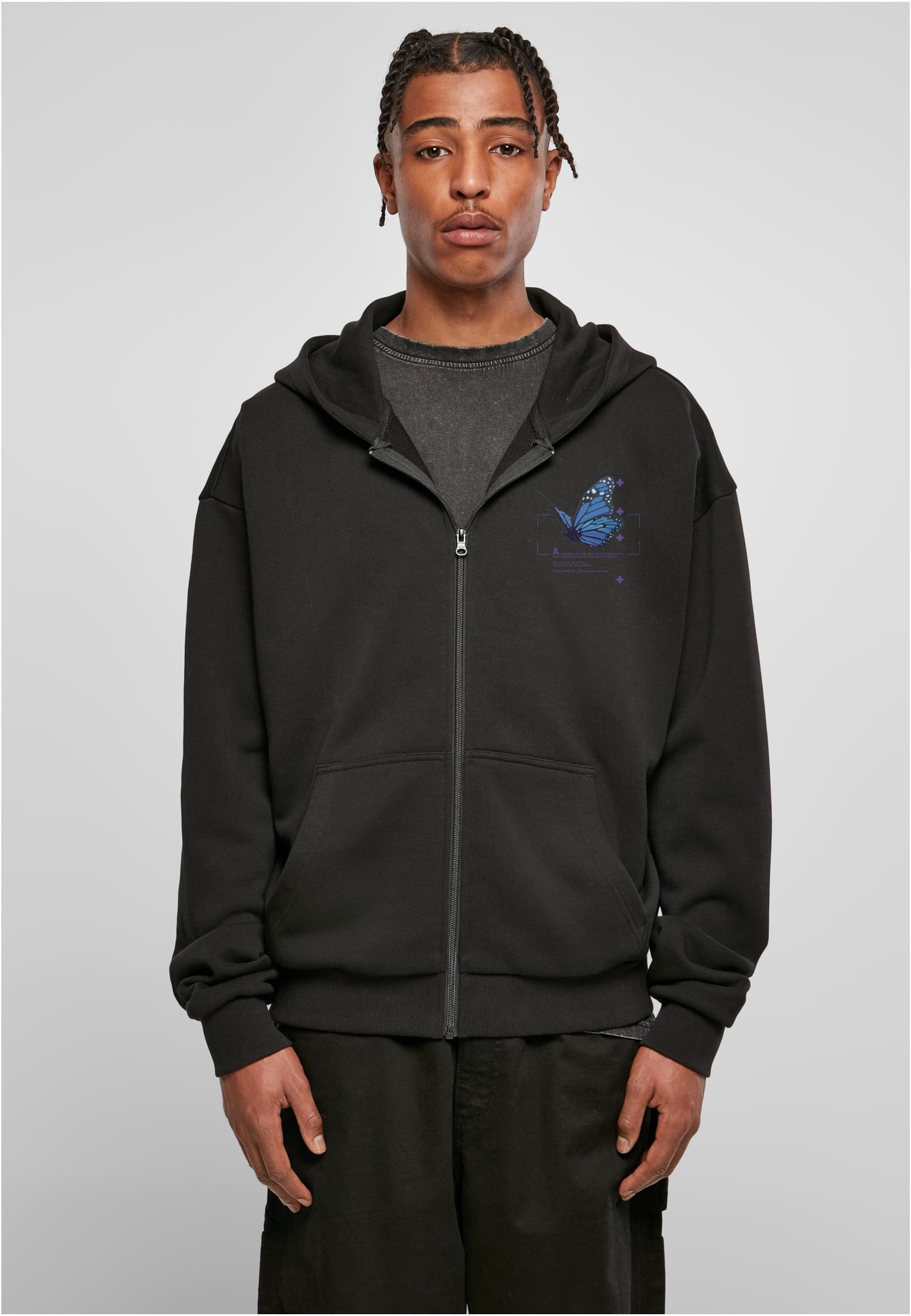 Men&#039;s Grid Head Butterfly Oversize Hoody black