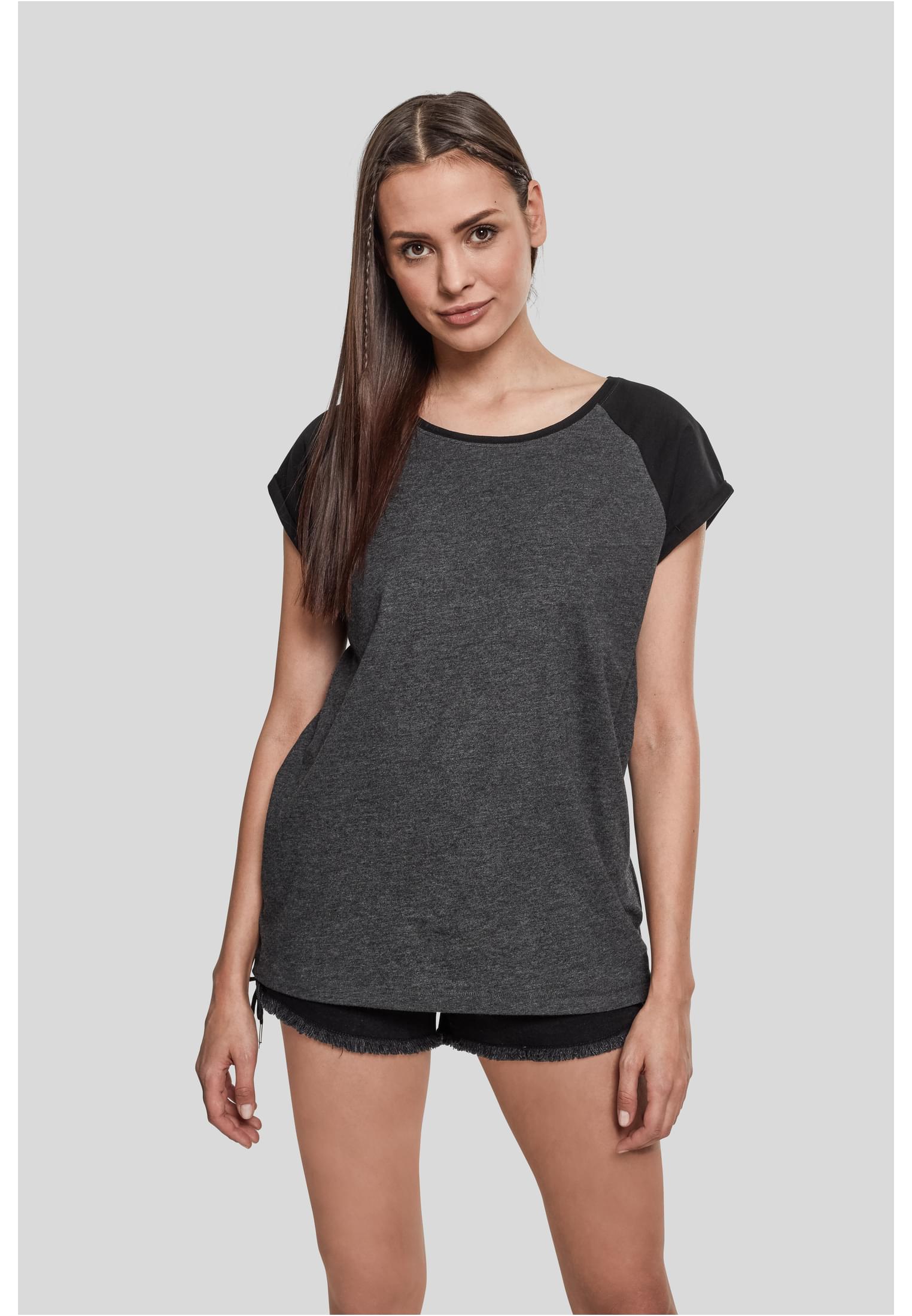 Women's Raglan T-shirt With Contrasting Charcoal/black