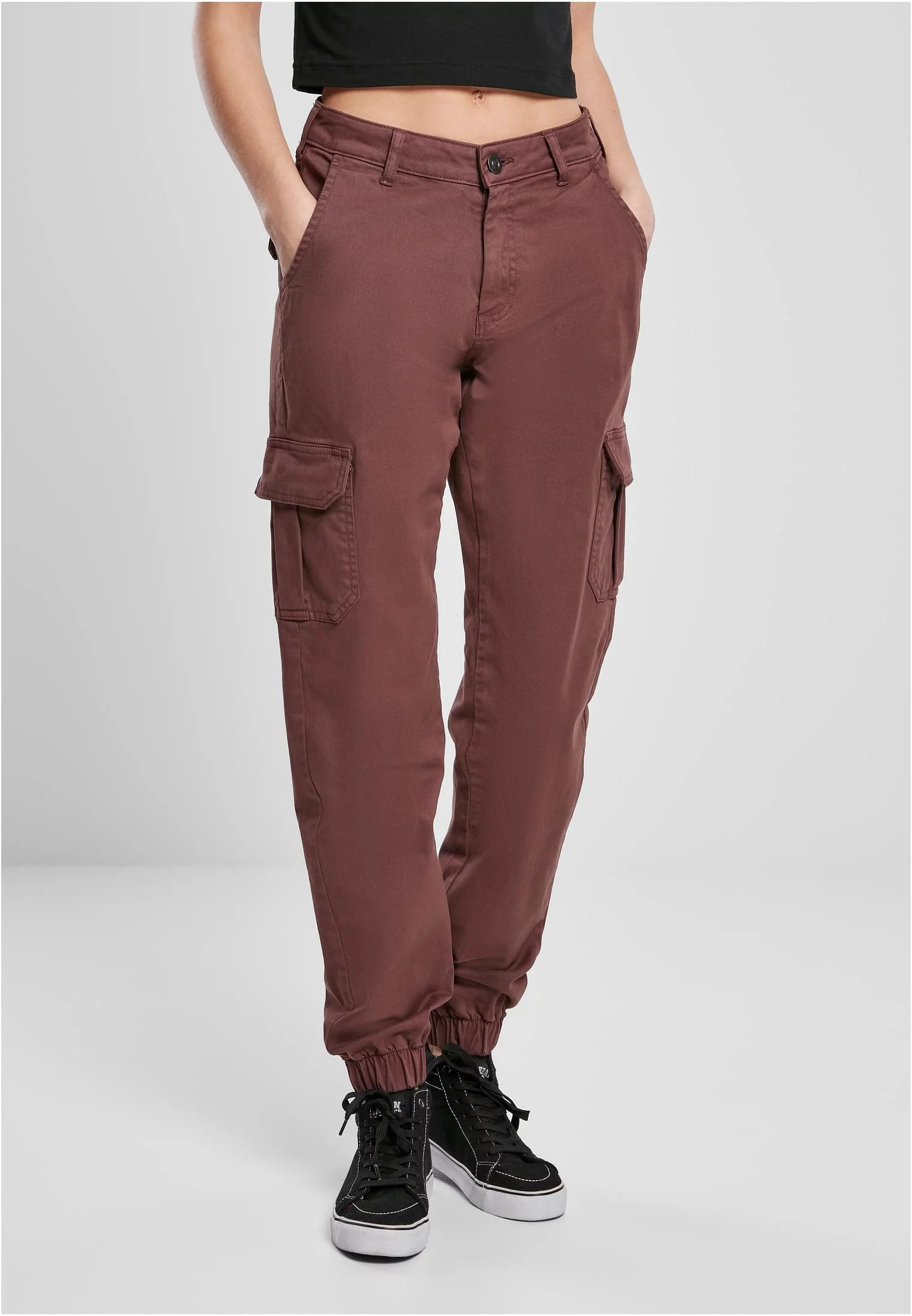Doamnelor high waist Cargo Pantaloni Cherry