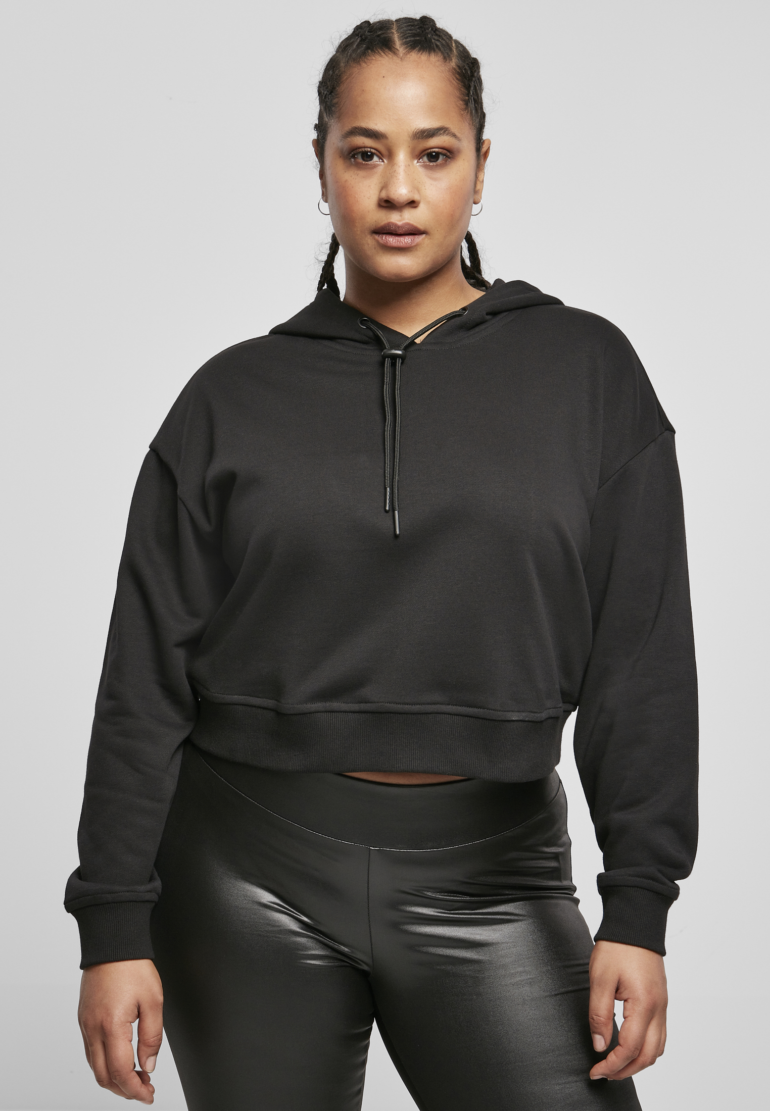 Womens Short Terry Hoody Black
