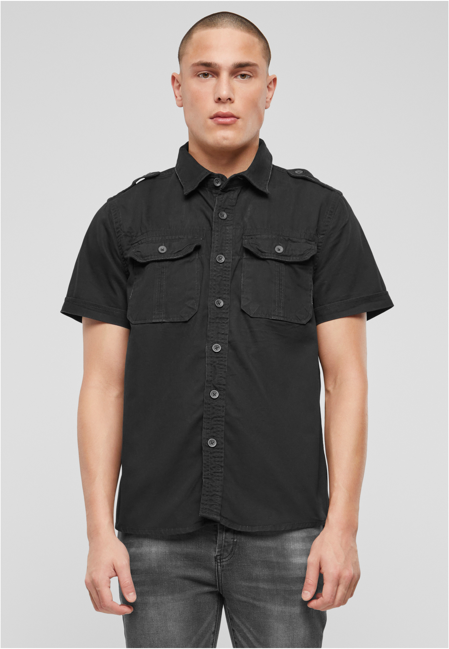 Vintage shirt with short sleeves, black