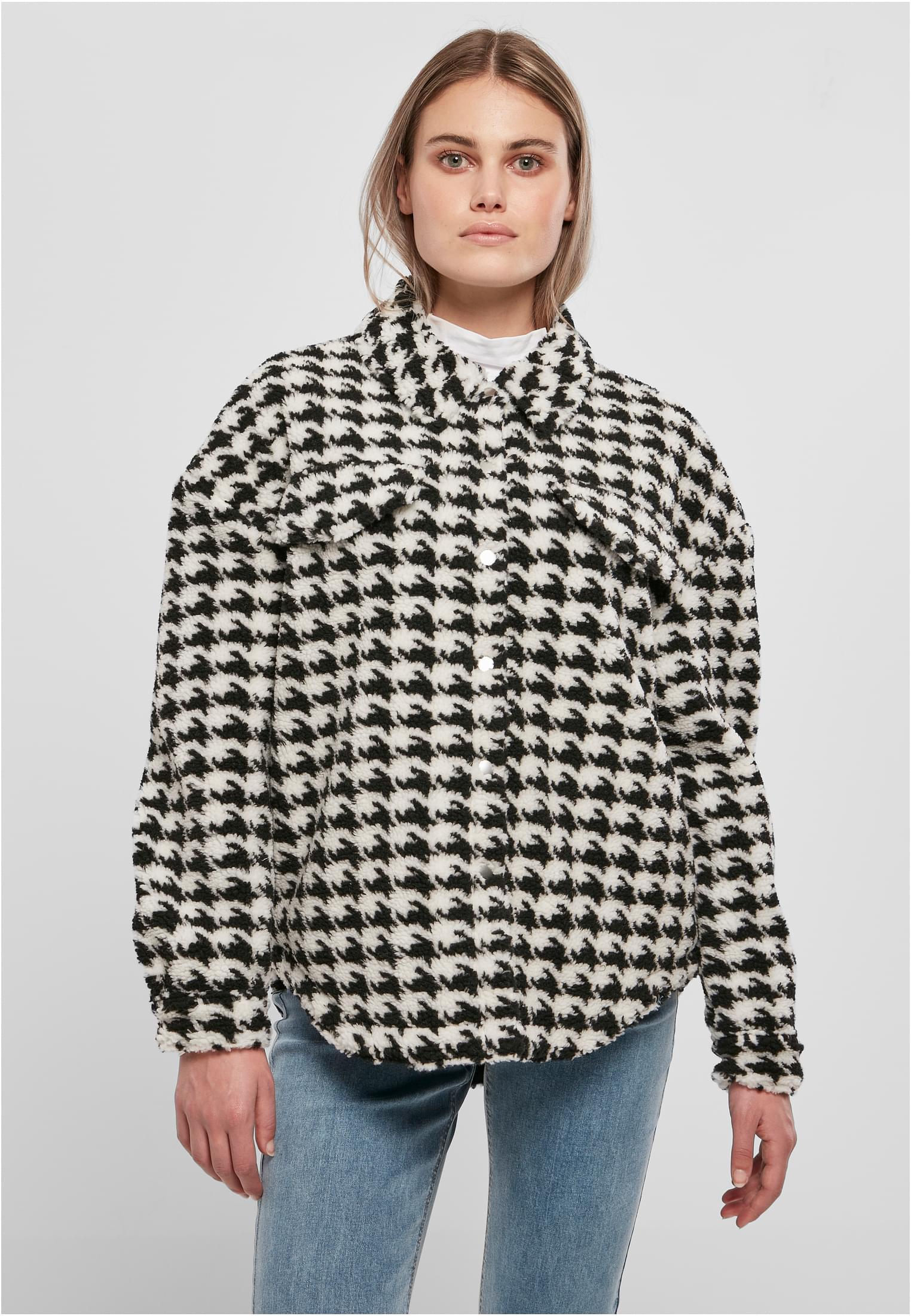 Women&#039;s Shirt AOP Sherpa Blackhoundstooth