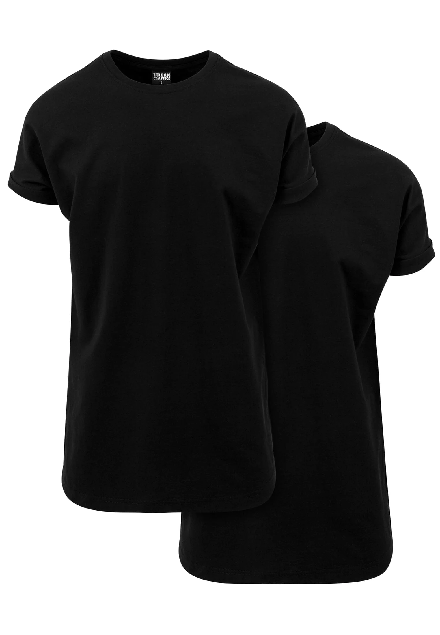 Mens T-shirts Pre-Pack Long Shaped Turnup 2-Pack black
