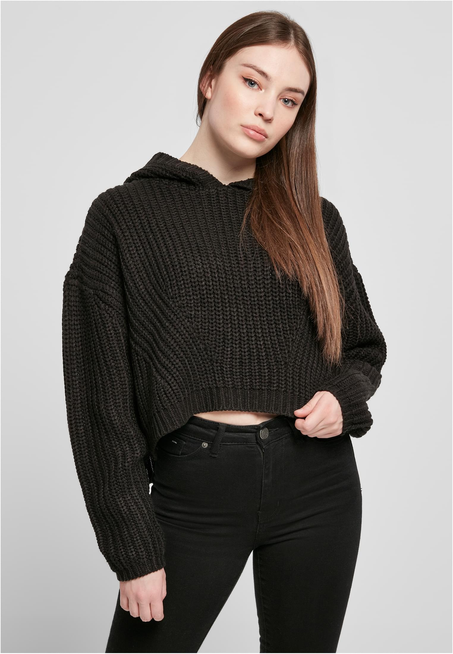 Women&#039;s Oversized Hooded Sweater - Black