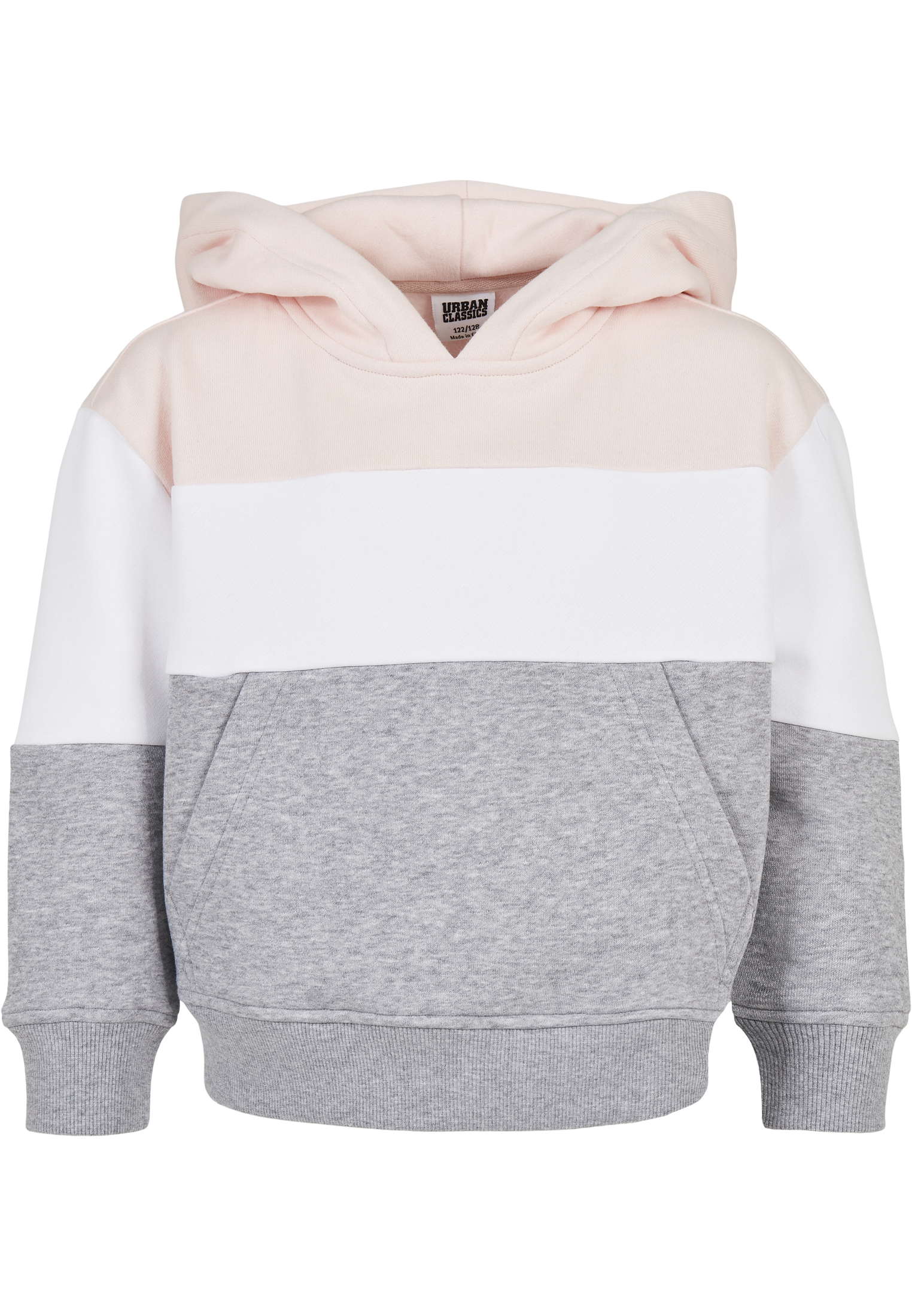 Girls&#039; oversize 3-tone sweatshirt light pink/white/grey