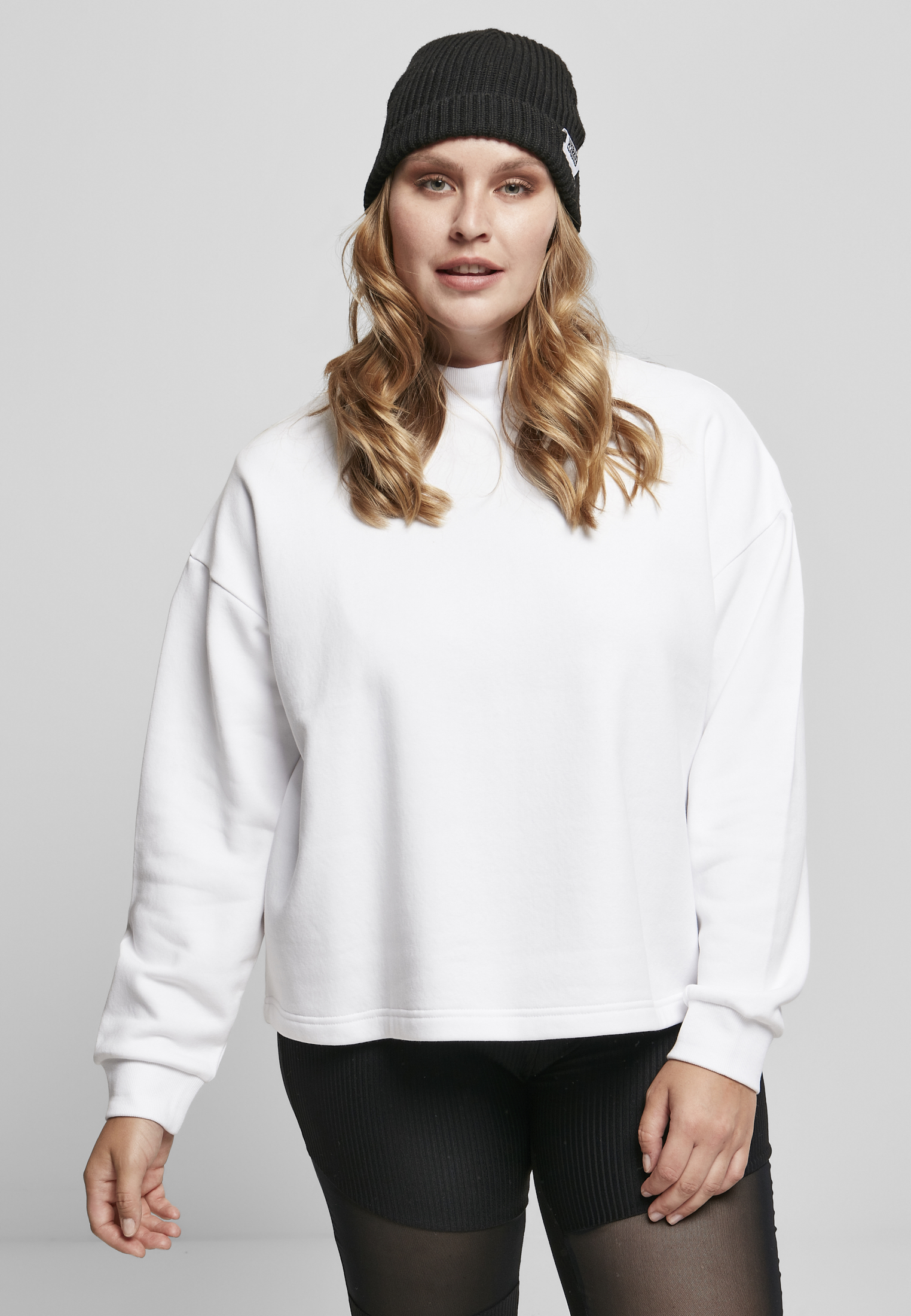 Women&#039;s Oversized High Neck Crew White