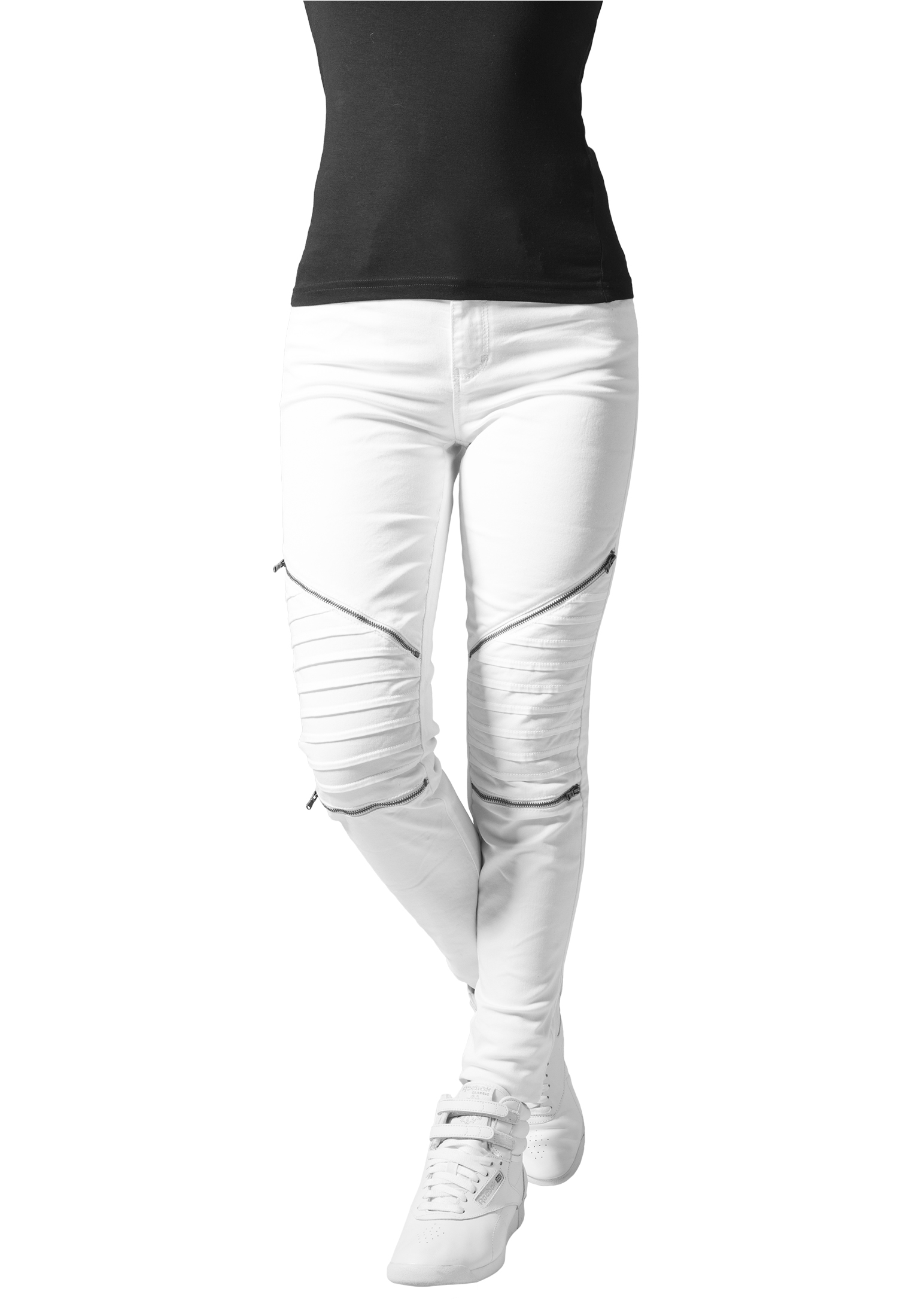 Doamnelor Stretch Biker Pantaloni alb