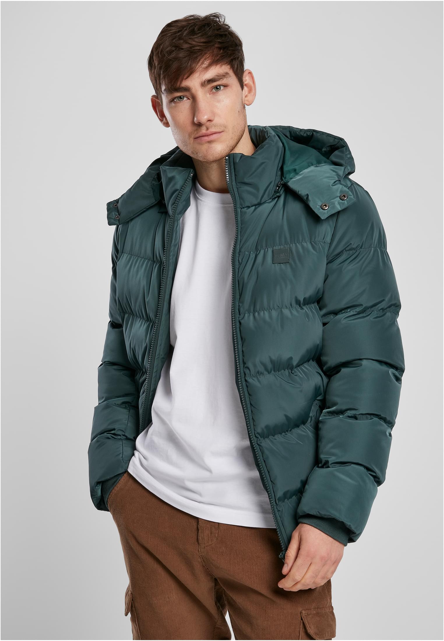 Bunda S Kapucí Puffer Jacket Bottlegreen