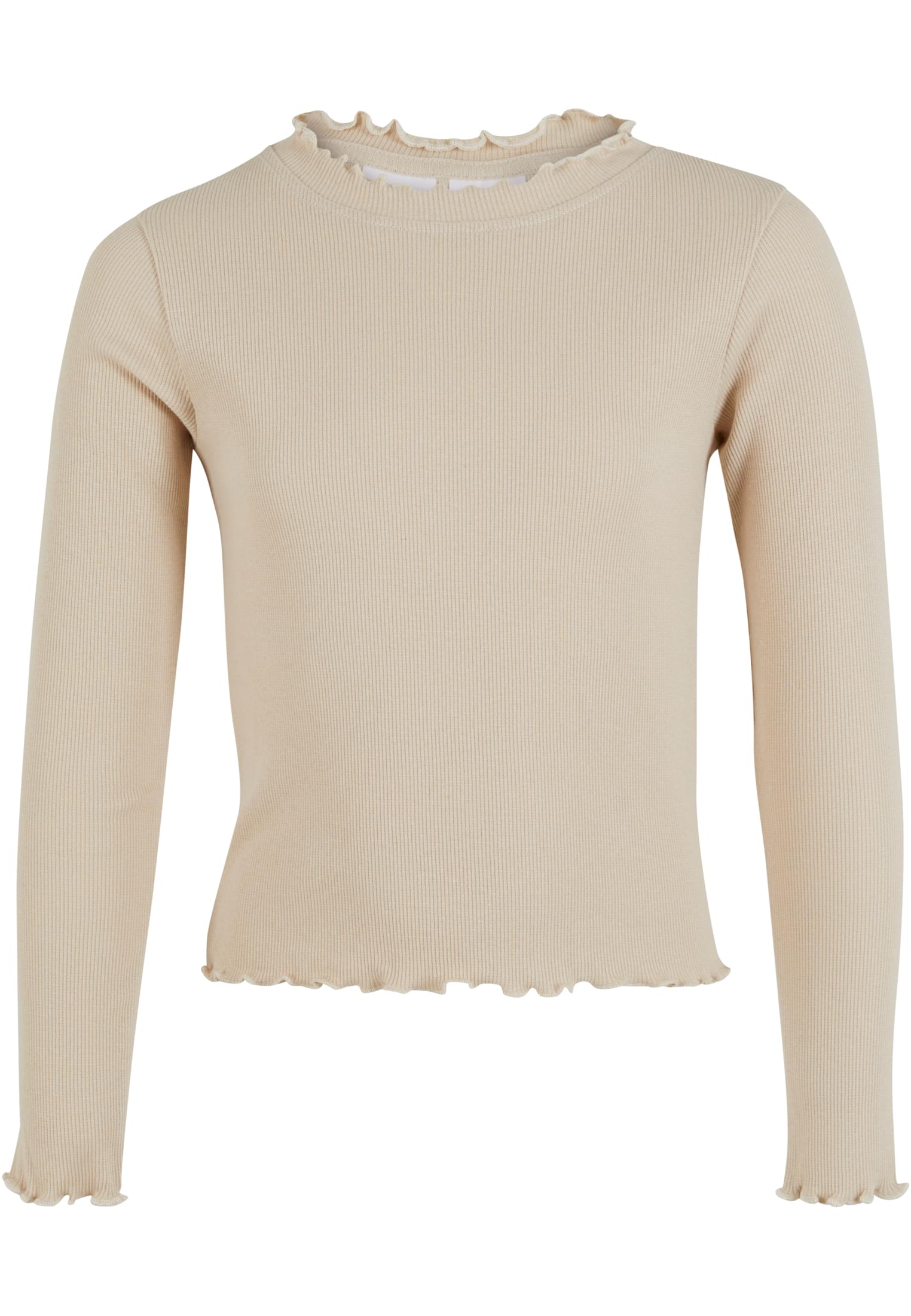 Girls' ribbed long-sleeved T-shirt beige