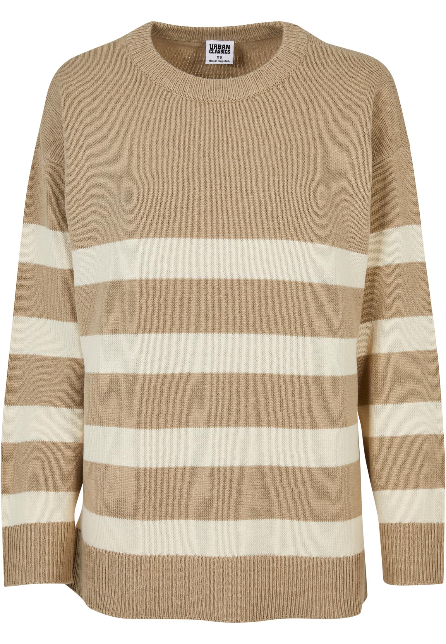 Women's striped knitted sweater - beige