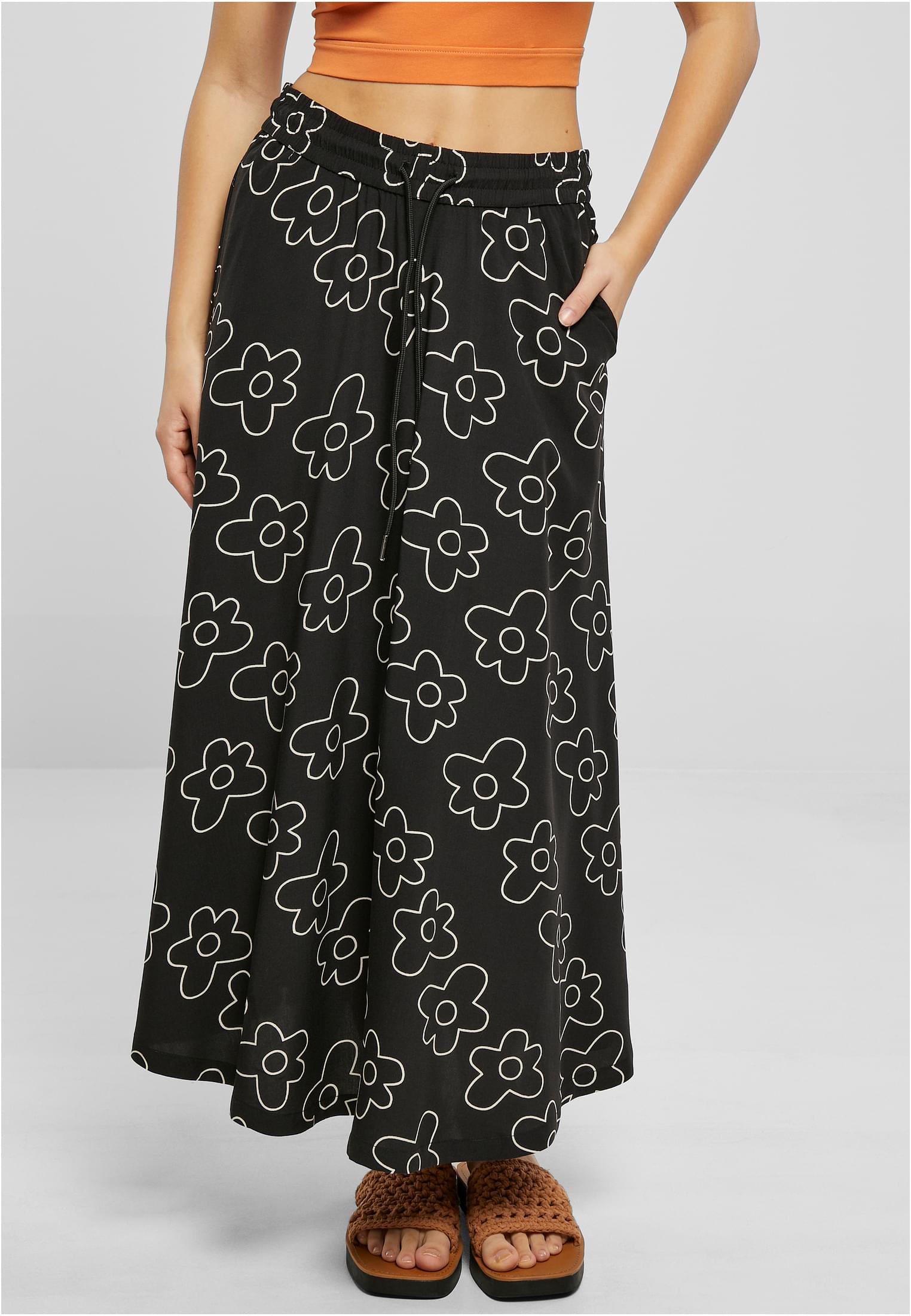 Women&#039;s viscose midi skirt blackflower