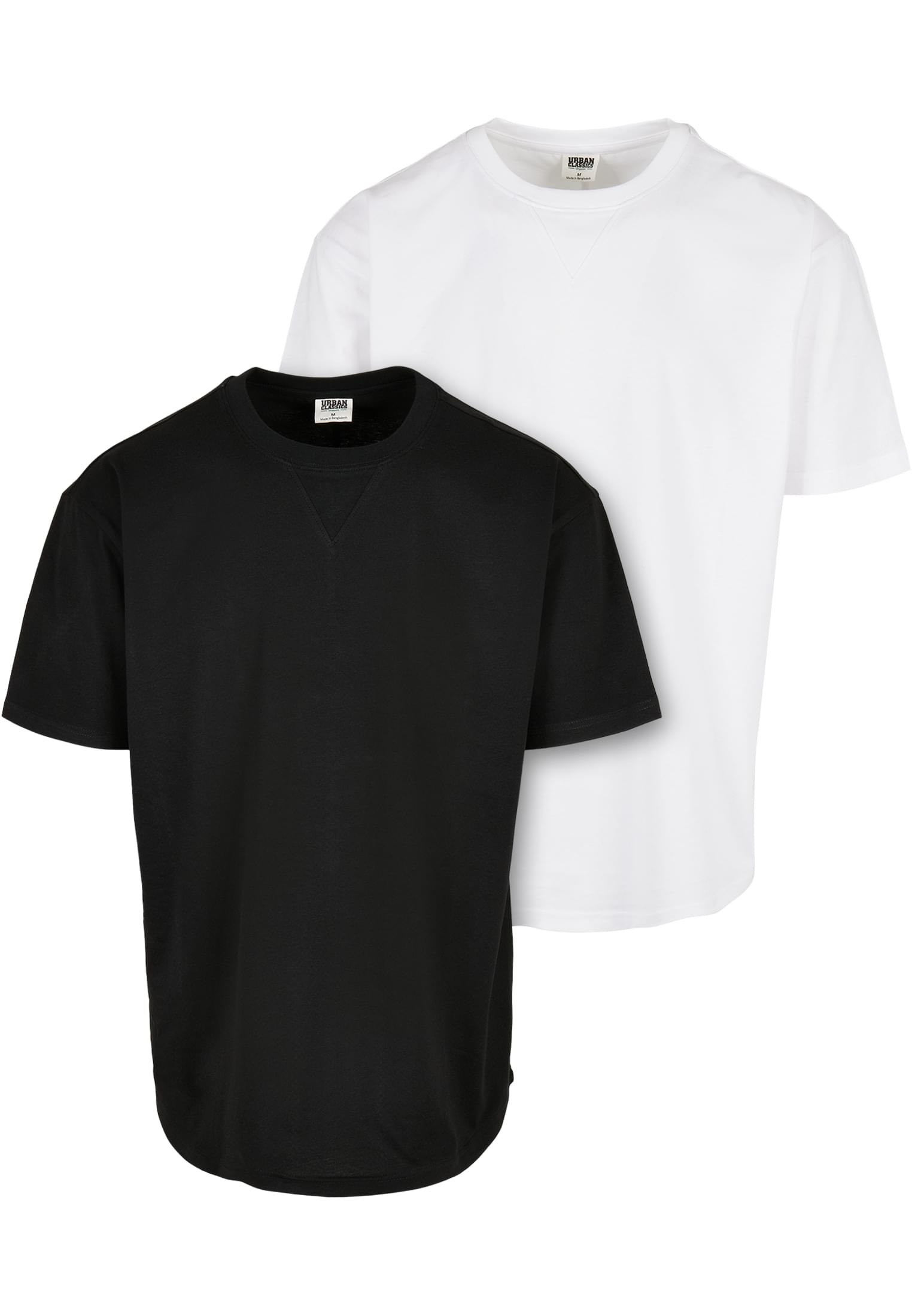 Curved Oversized Organic Cotton T-shirt 2-Pack White+Black