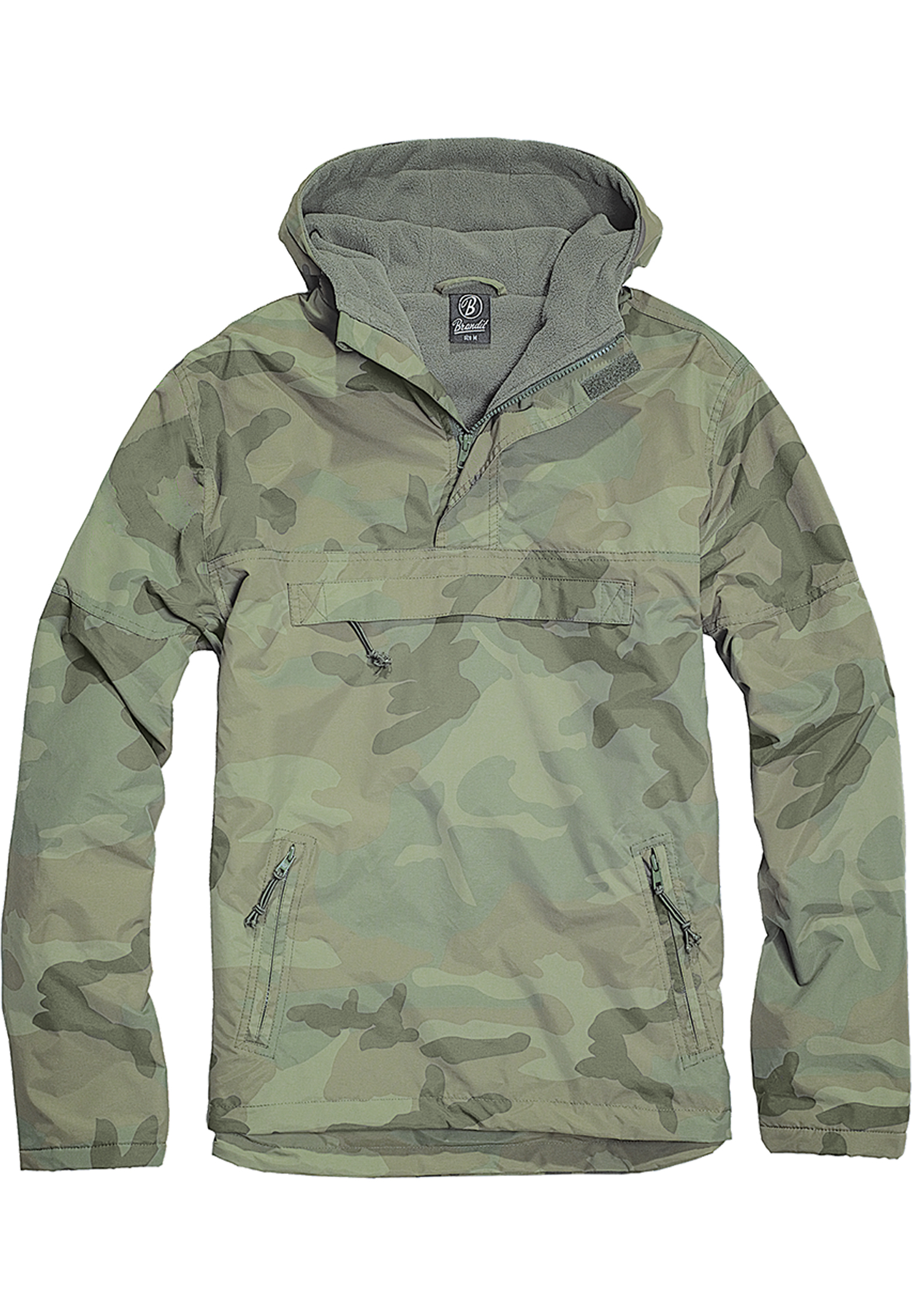 Fleece Pull Over Windbreaker Olive Camo