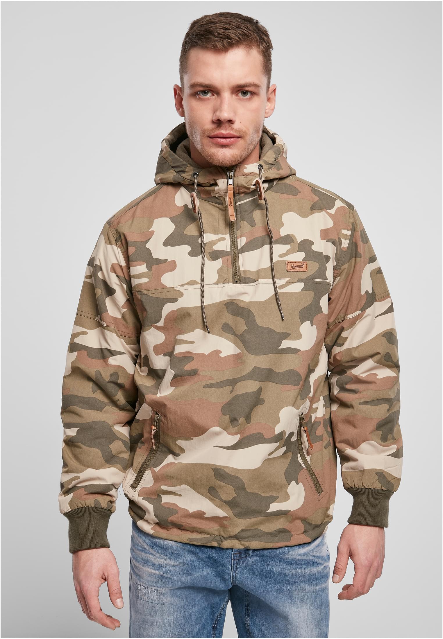 Dřevěná Kamufláž Pull Over Windbreaker