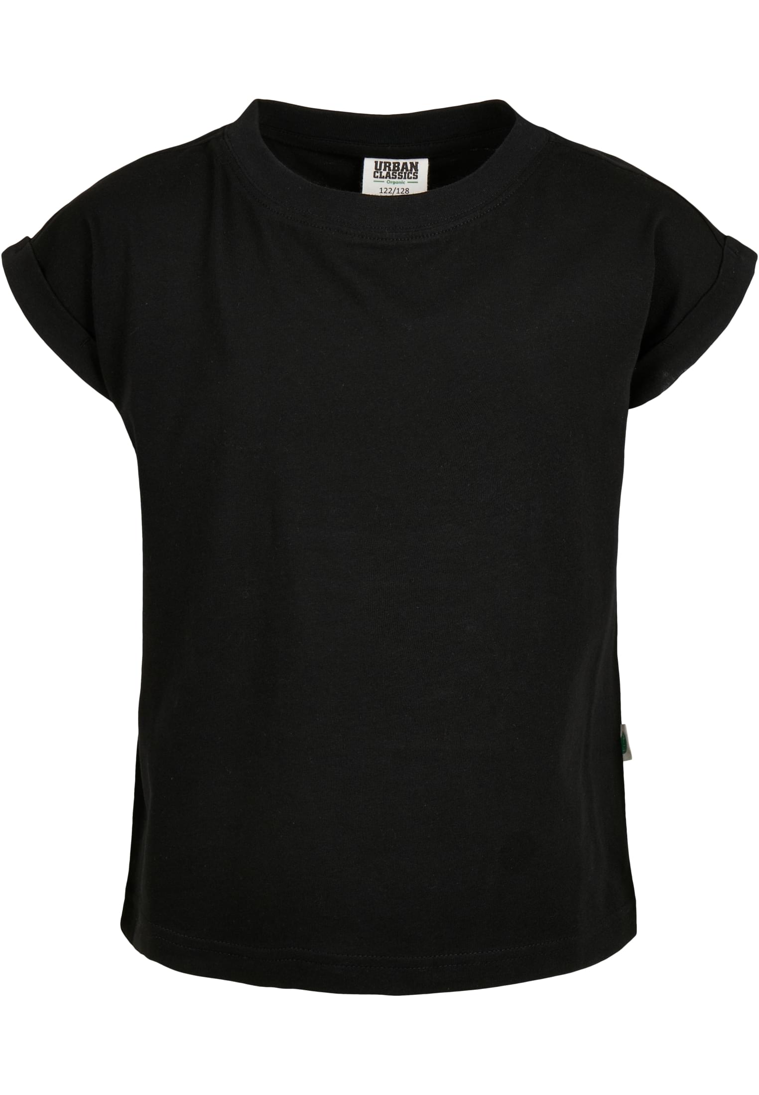 Girls' organic T-shirt with extended shoulder black