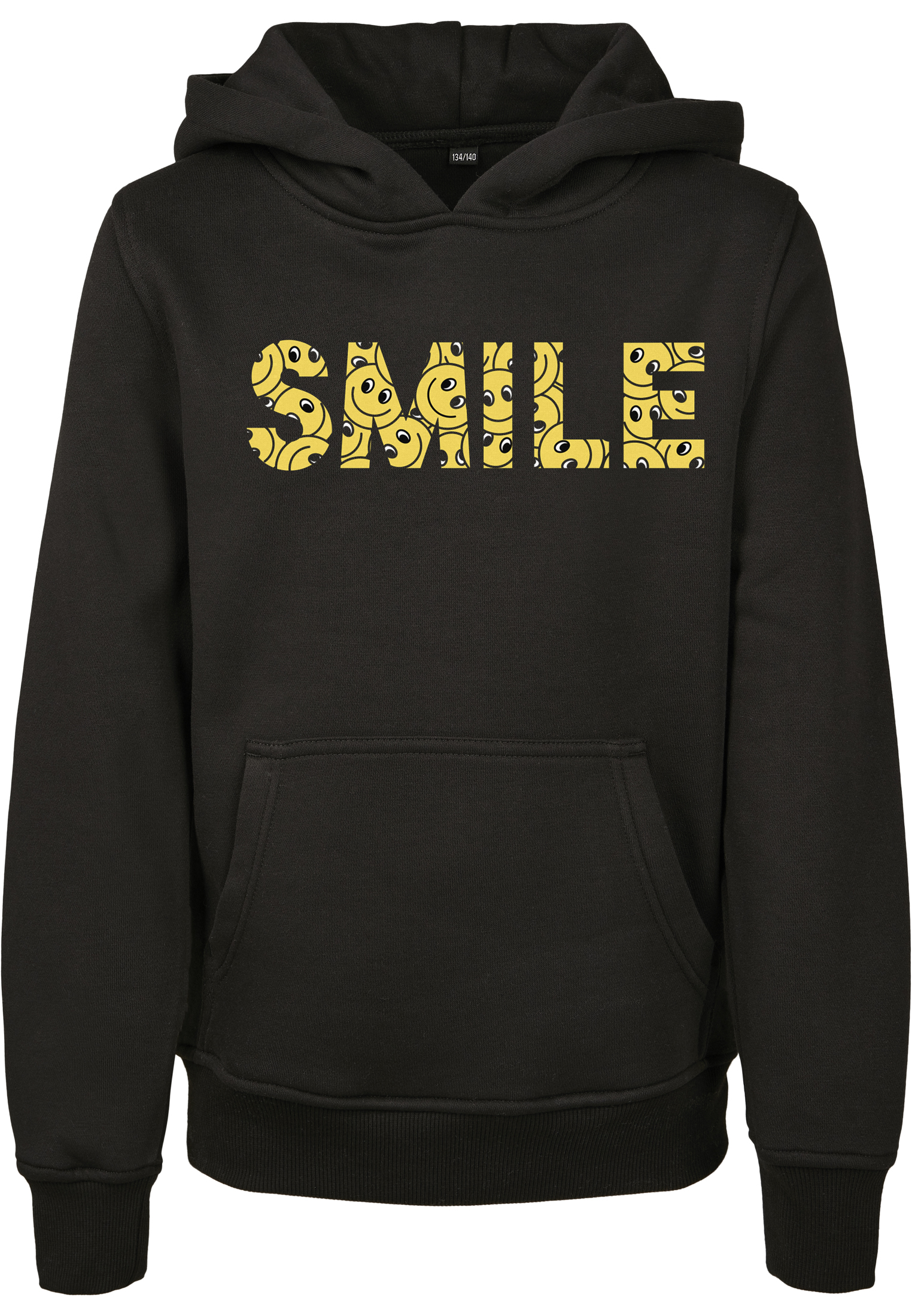 Kids Yellow Smile Box Hoody black