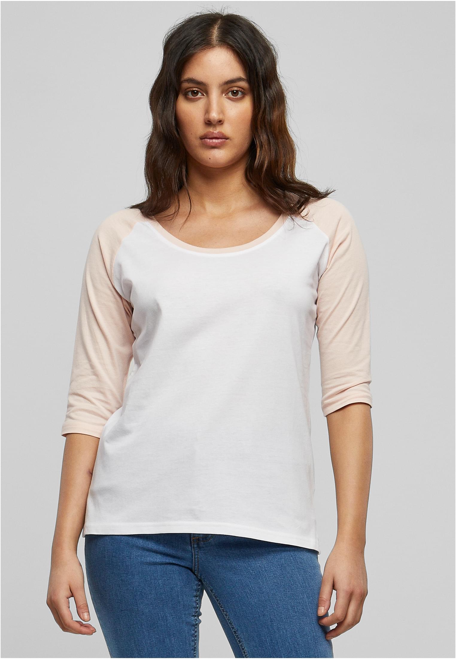 Women's 3/4 Contrast Raglan T-shirt Wht/pink