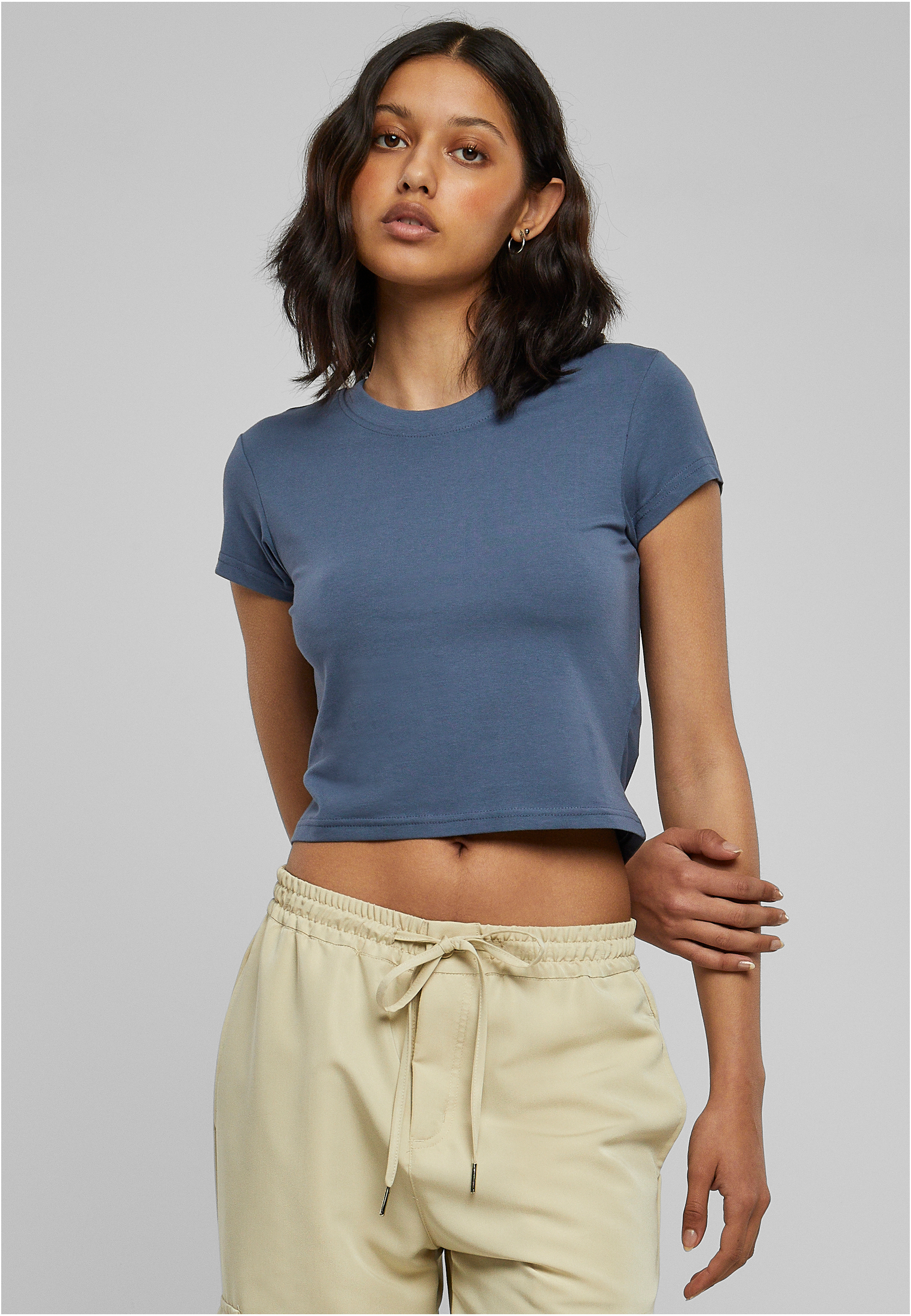 Women's Stretch Jersey Cropped Tee Vintageblue