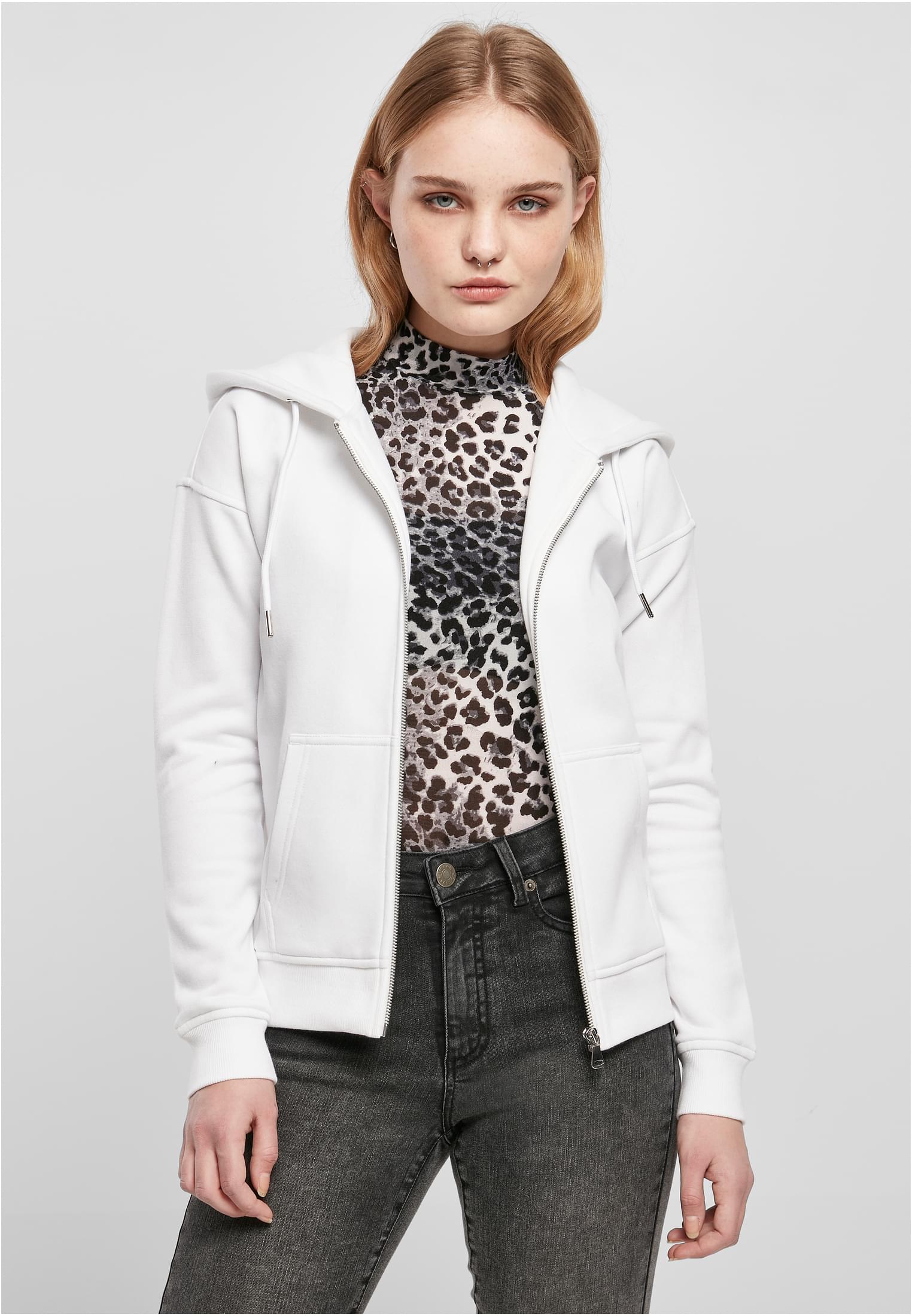 Womens classic zip-up hoodie in black