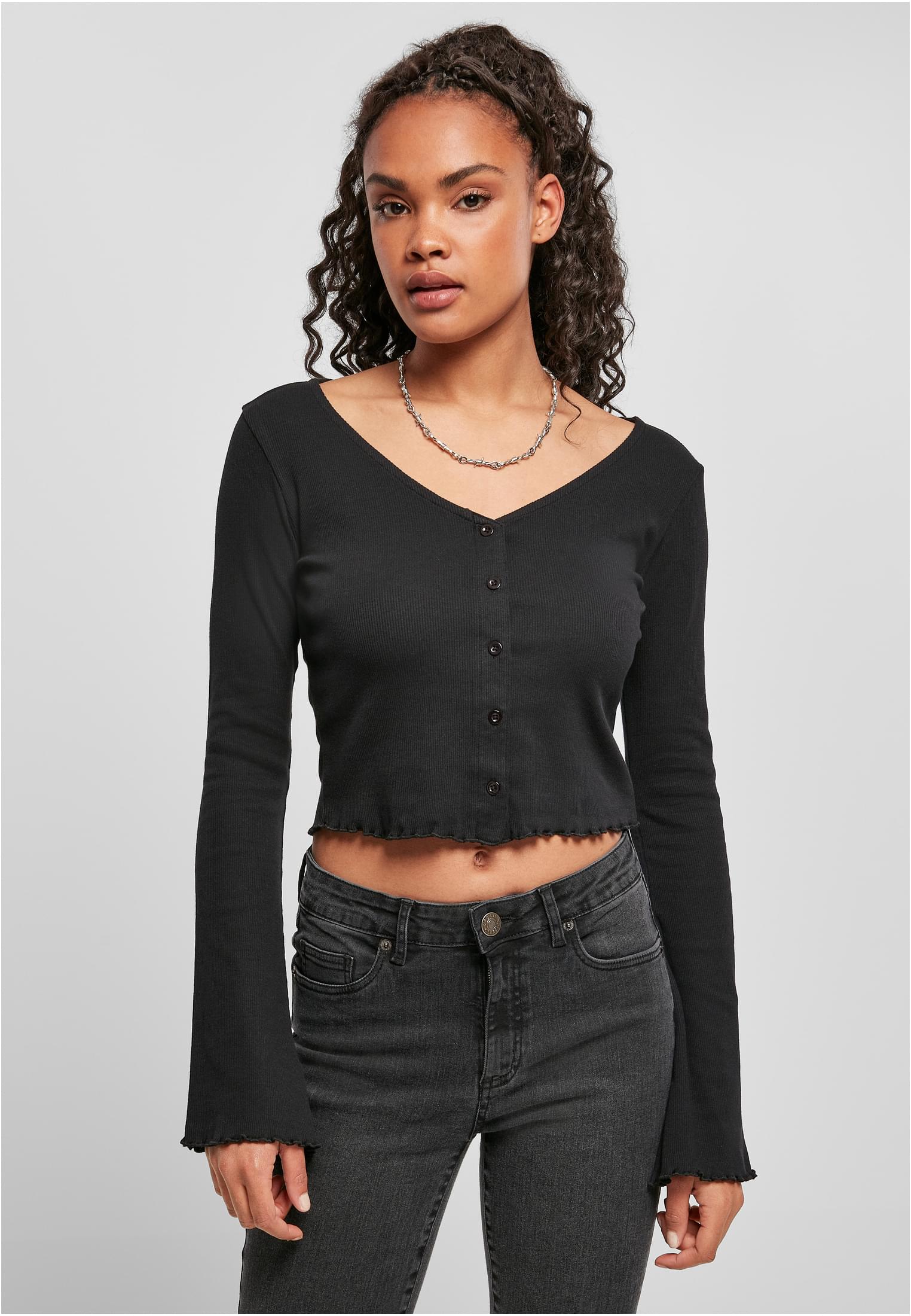 Women's cropped sweater - black