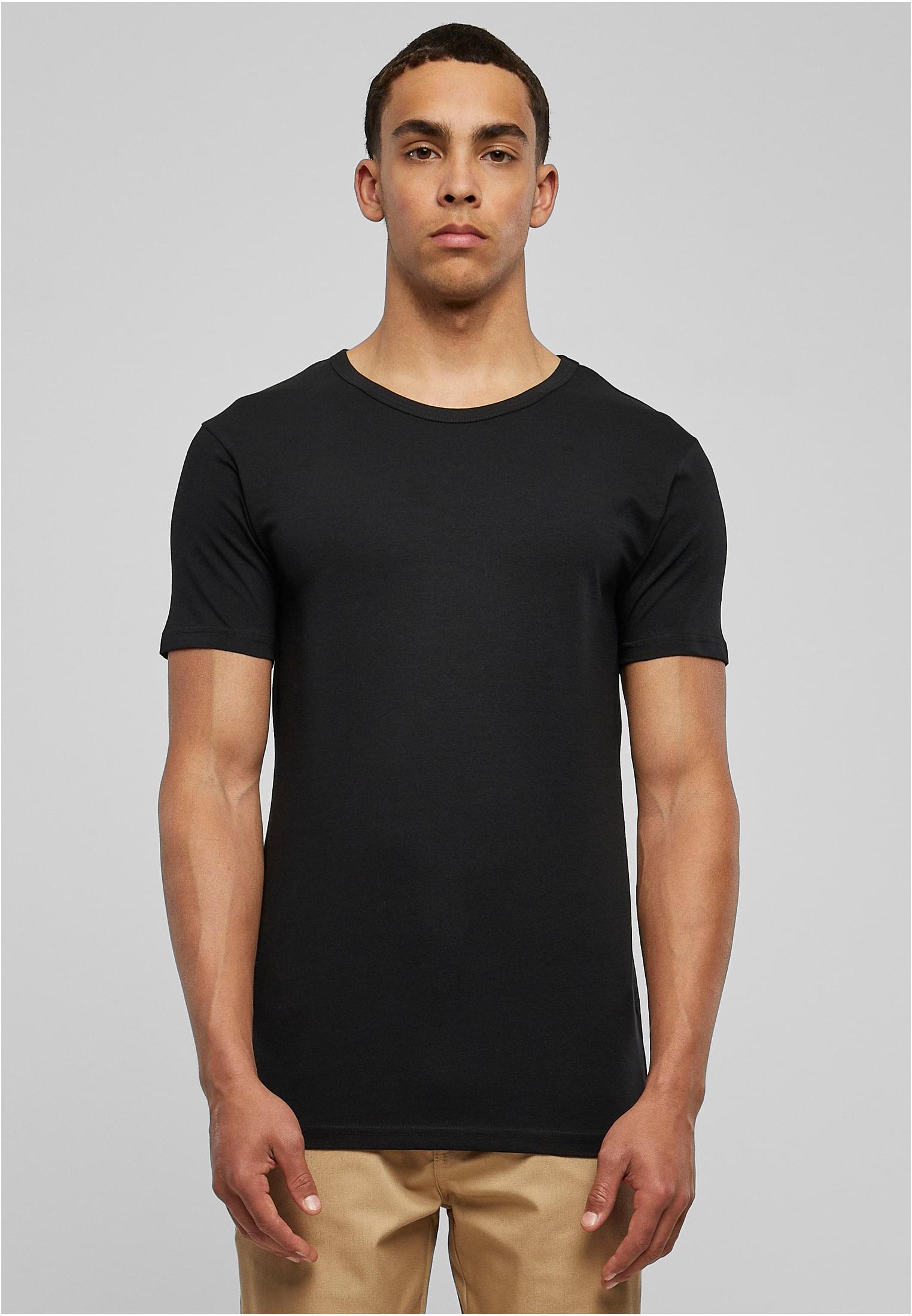 Fitted stretch T-shirt in black color