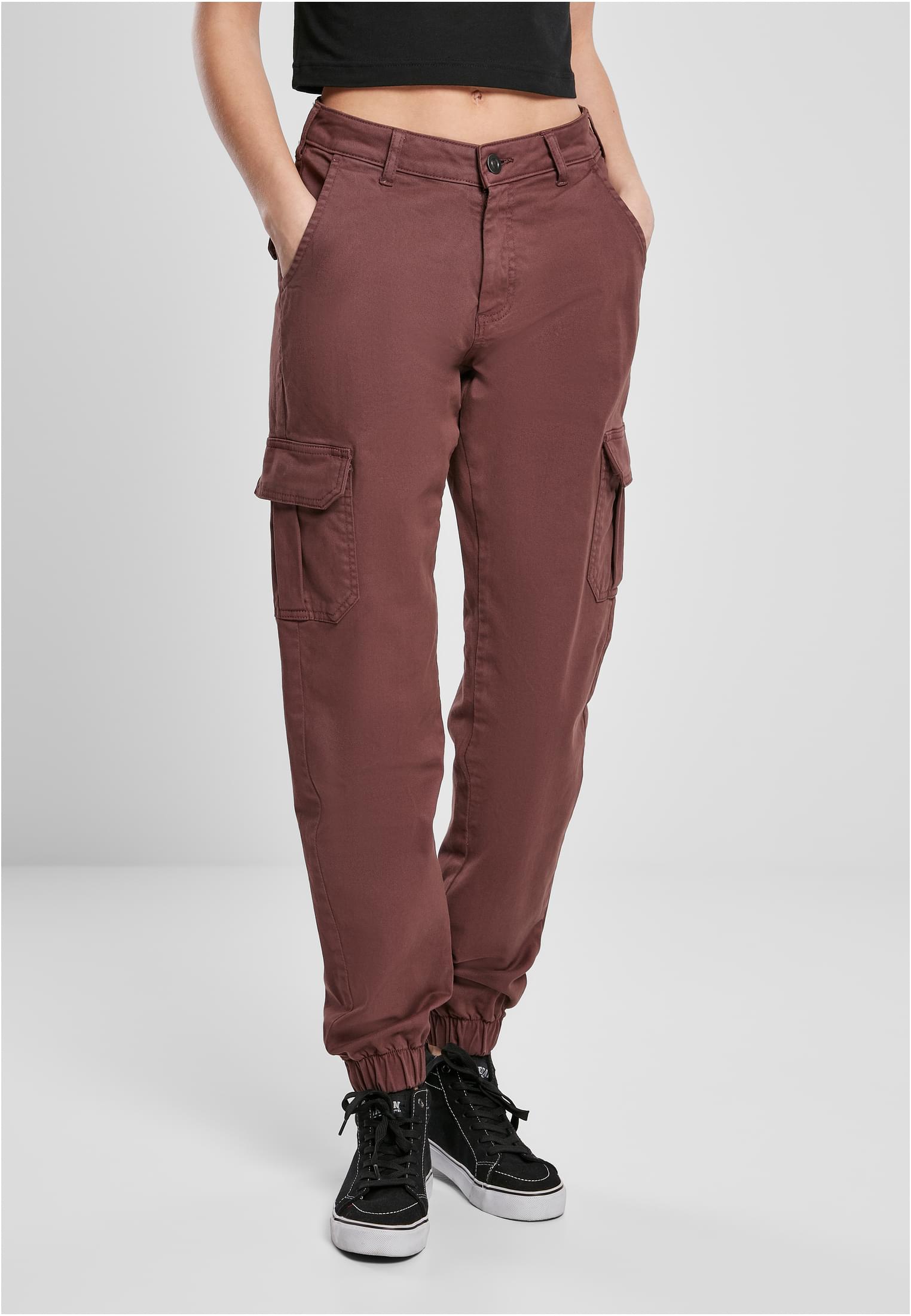 Women's High-waisted Cargo Pants Cherry