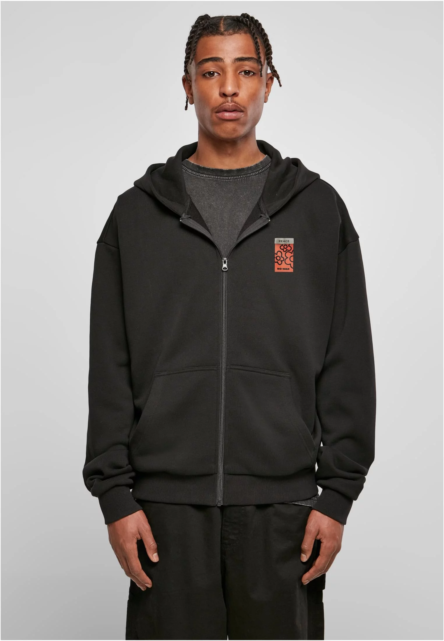 Puffer Peace Heavy Oversize Zip Hoody black