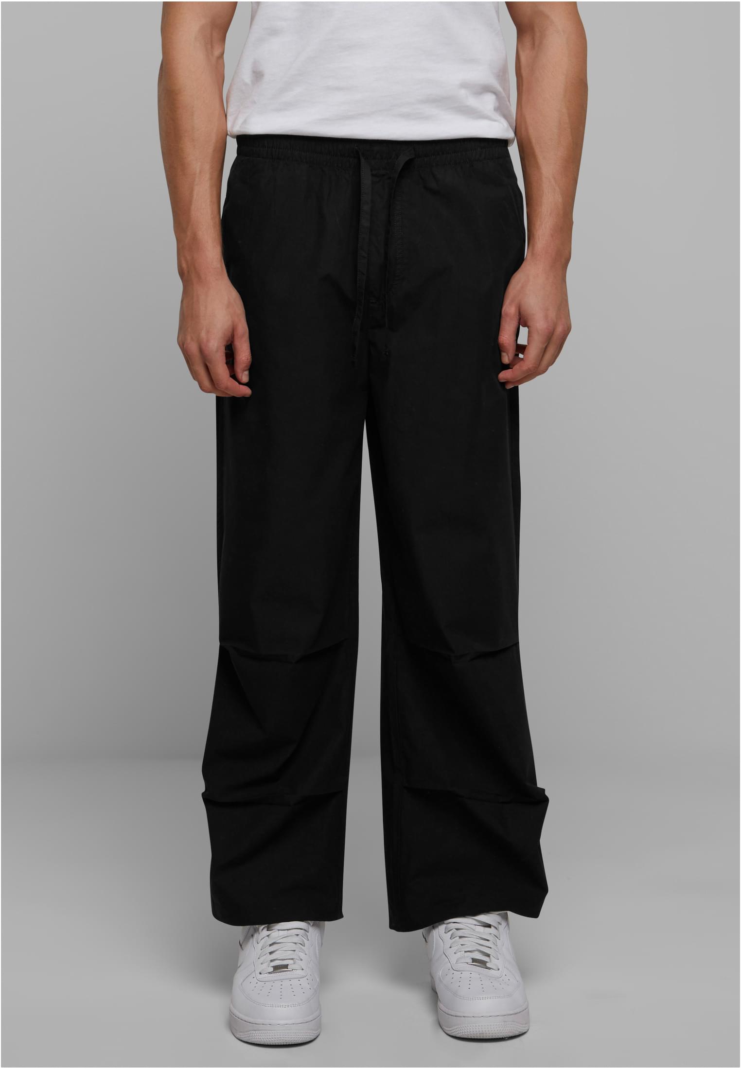 Men&#039;s wide poplin trousers - black