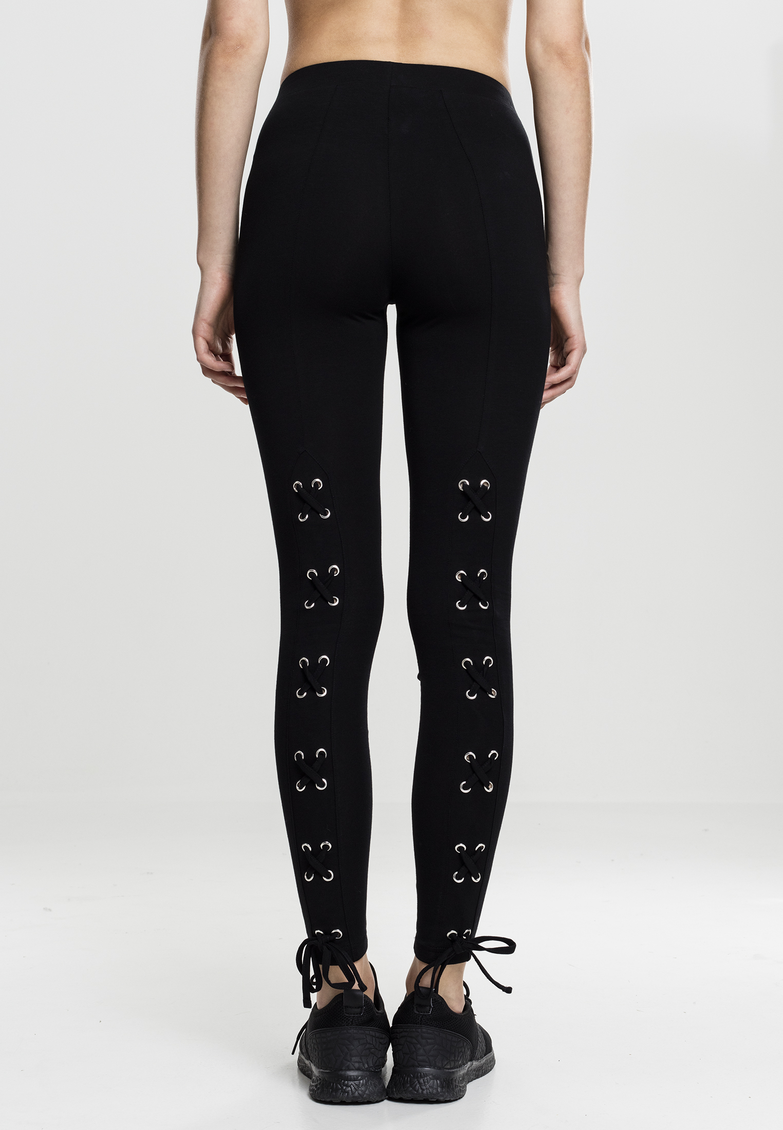 Women's Lace-up Leggings - Black