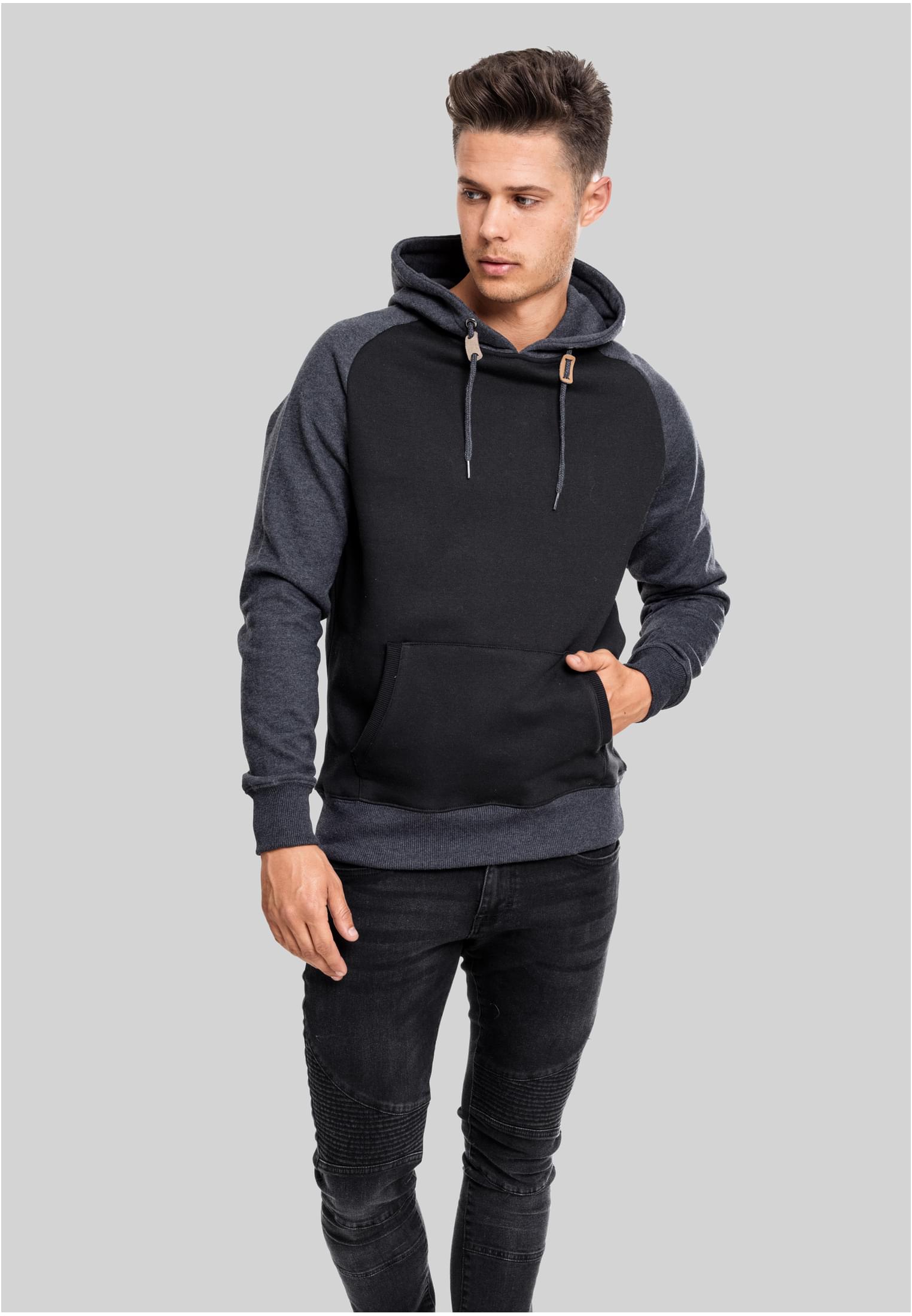 Raglan contrasting hoodie blk/cha