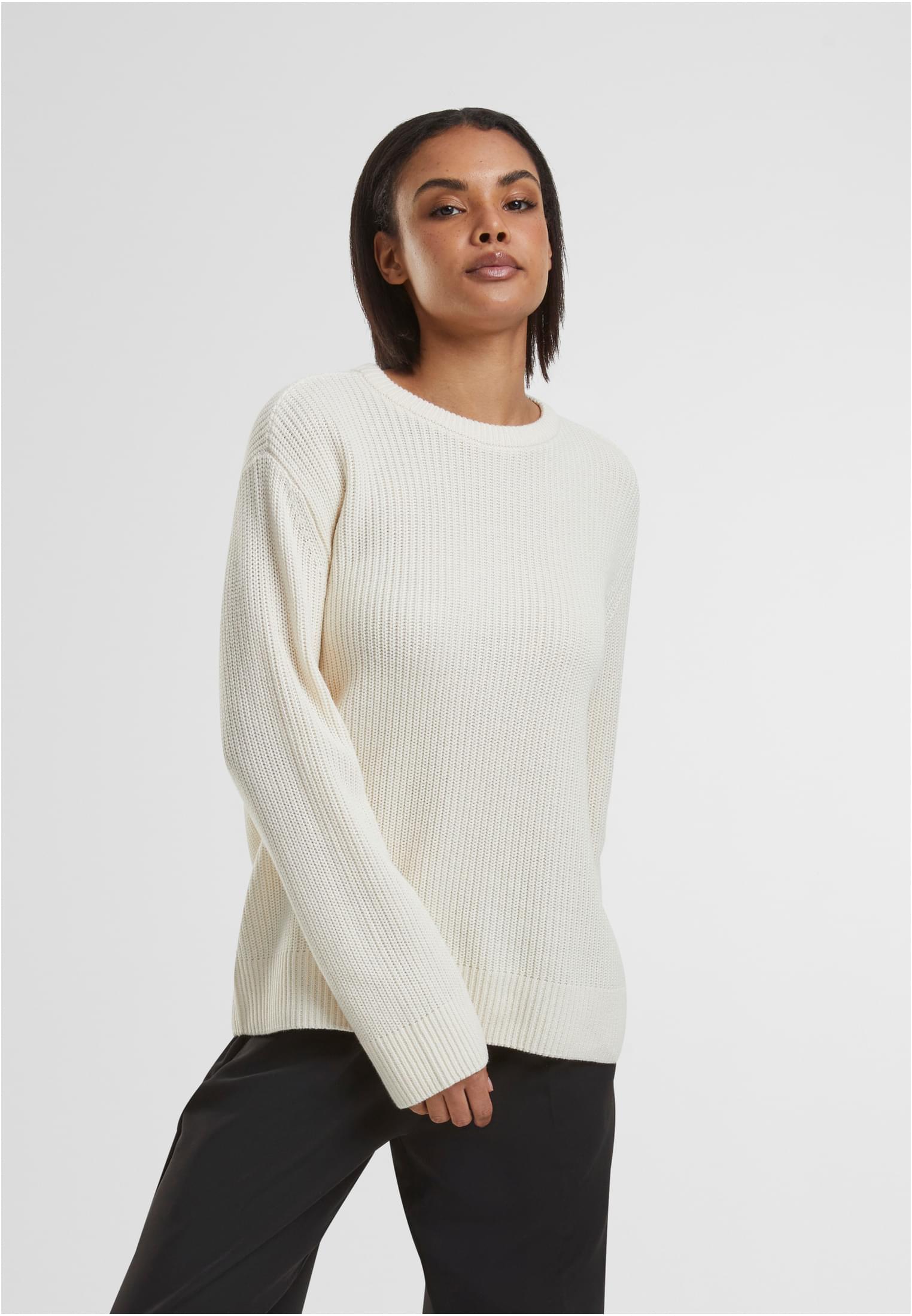Women&#039;s ribbed knitted sweater cream