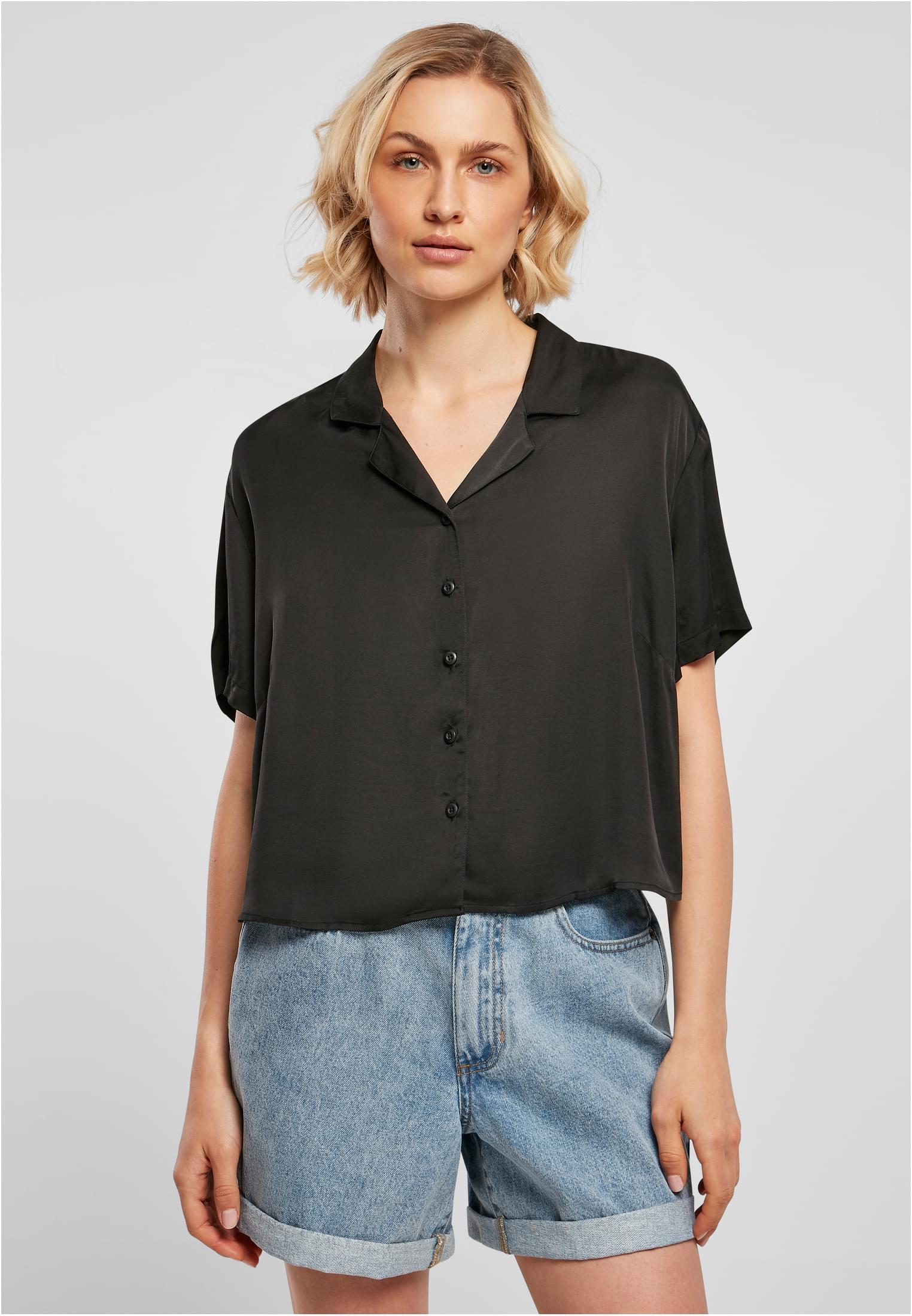 Women&#039;s Viscose Satin Leisure Shirt Black