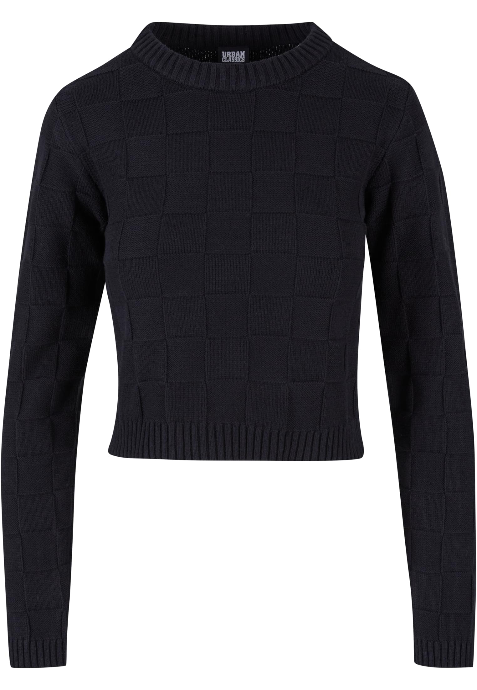 Women's knitted sweater check knit black