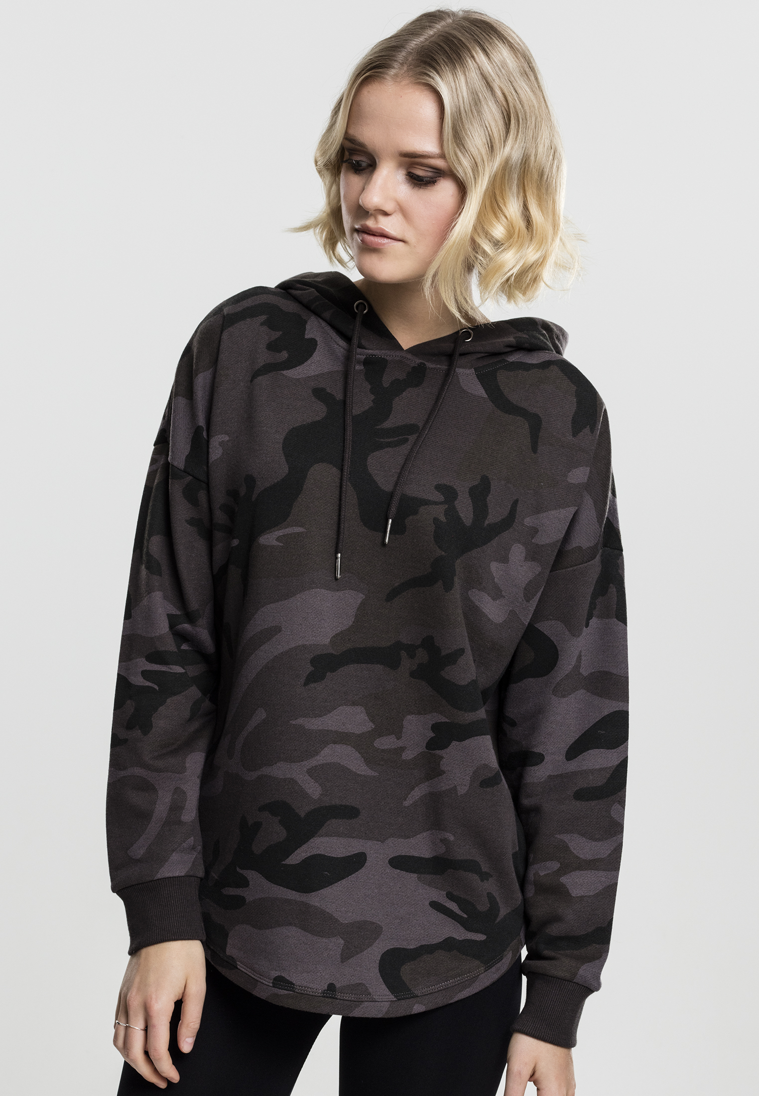 Dámská Oversized Camo S Kapucí Tmavé Camo