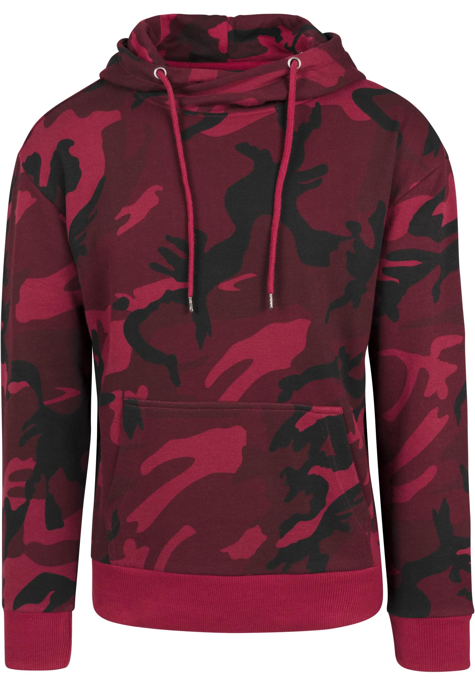 High Neck Camo Hoody Burgundy Camouflage