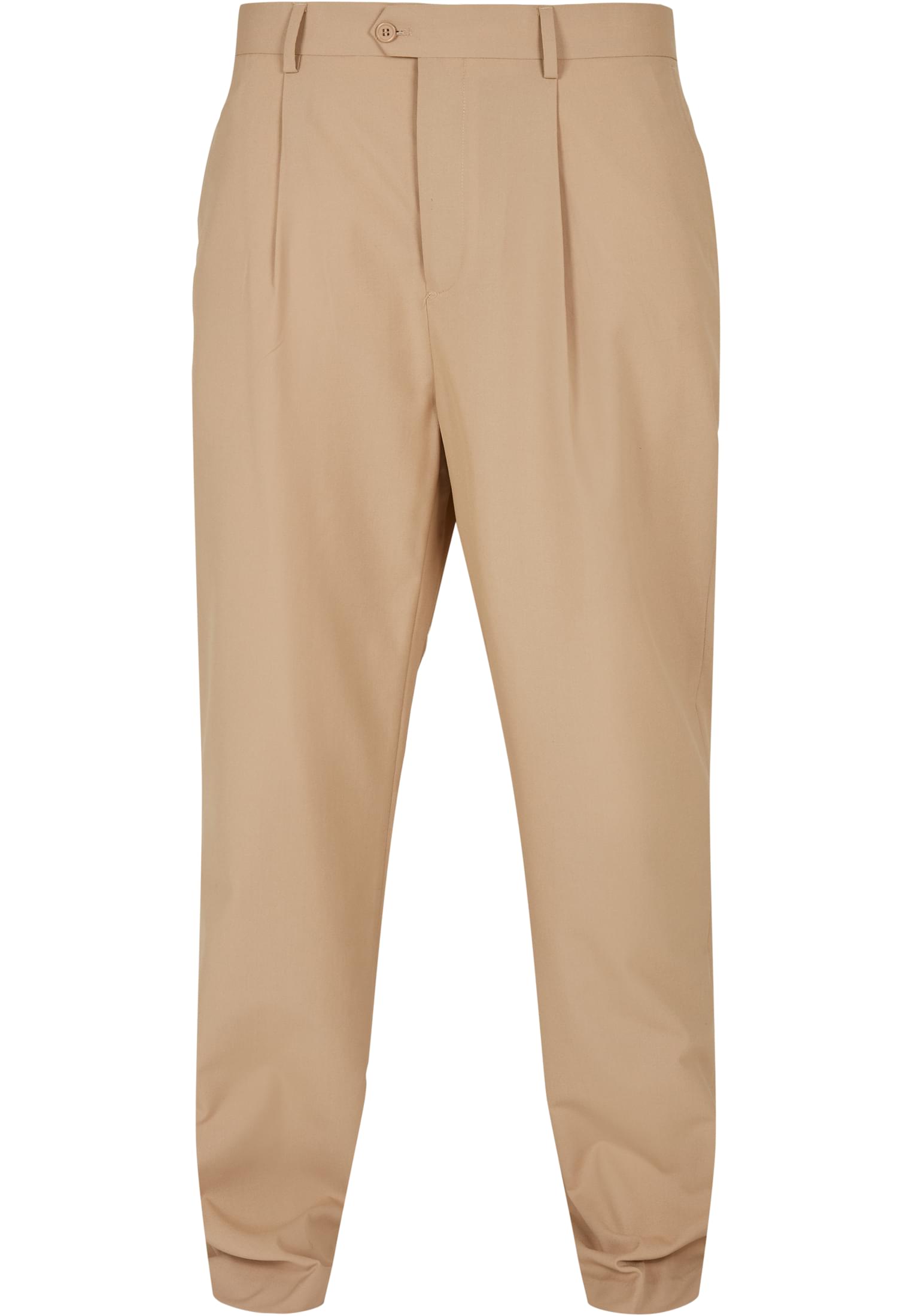 Straight pleated trousers in beige