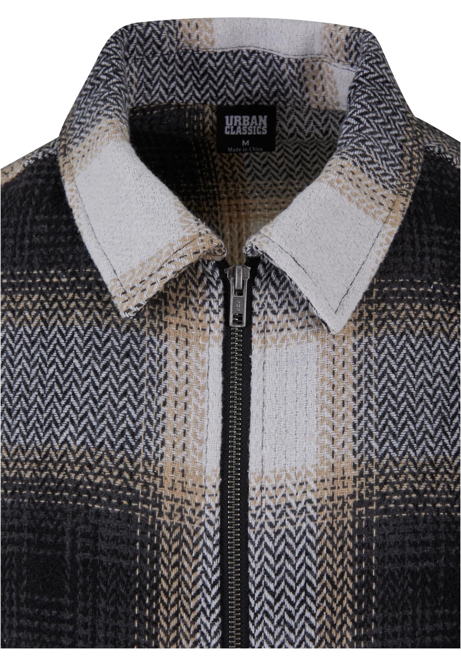 Men's zip shirt jacket beige/black