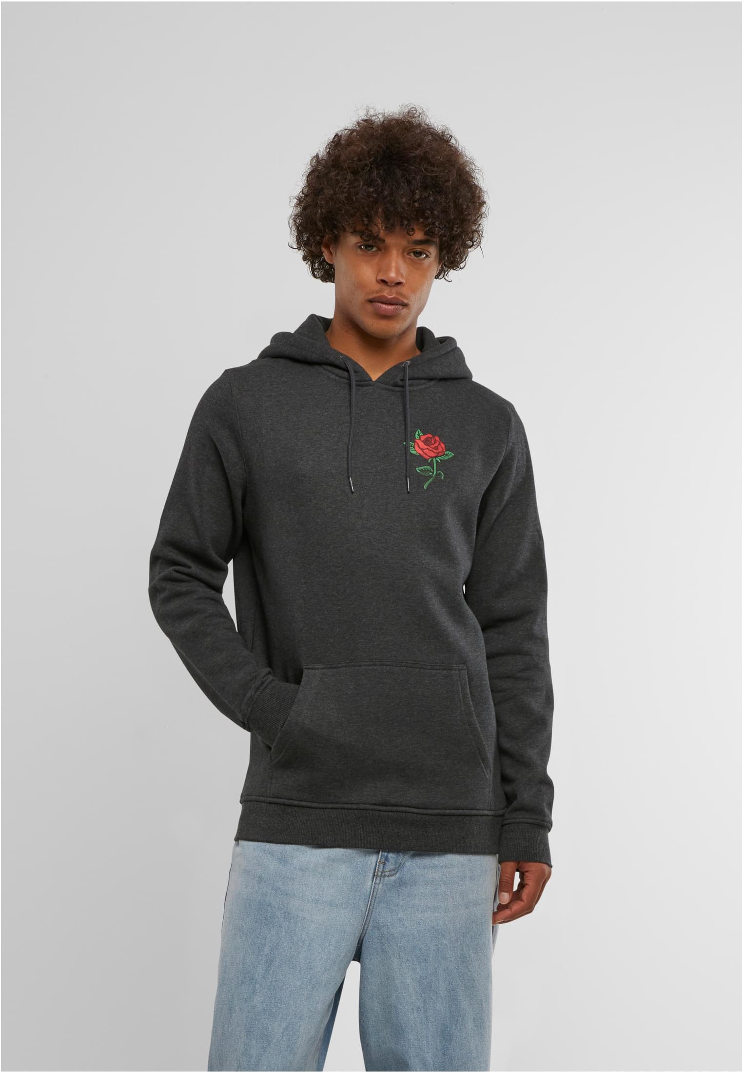 Mens Rose Hoody Sweatshirt - Grey