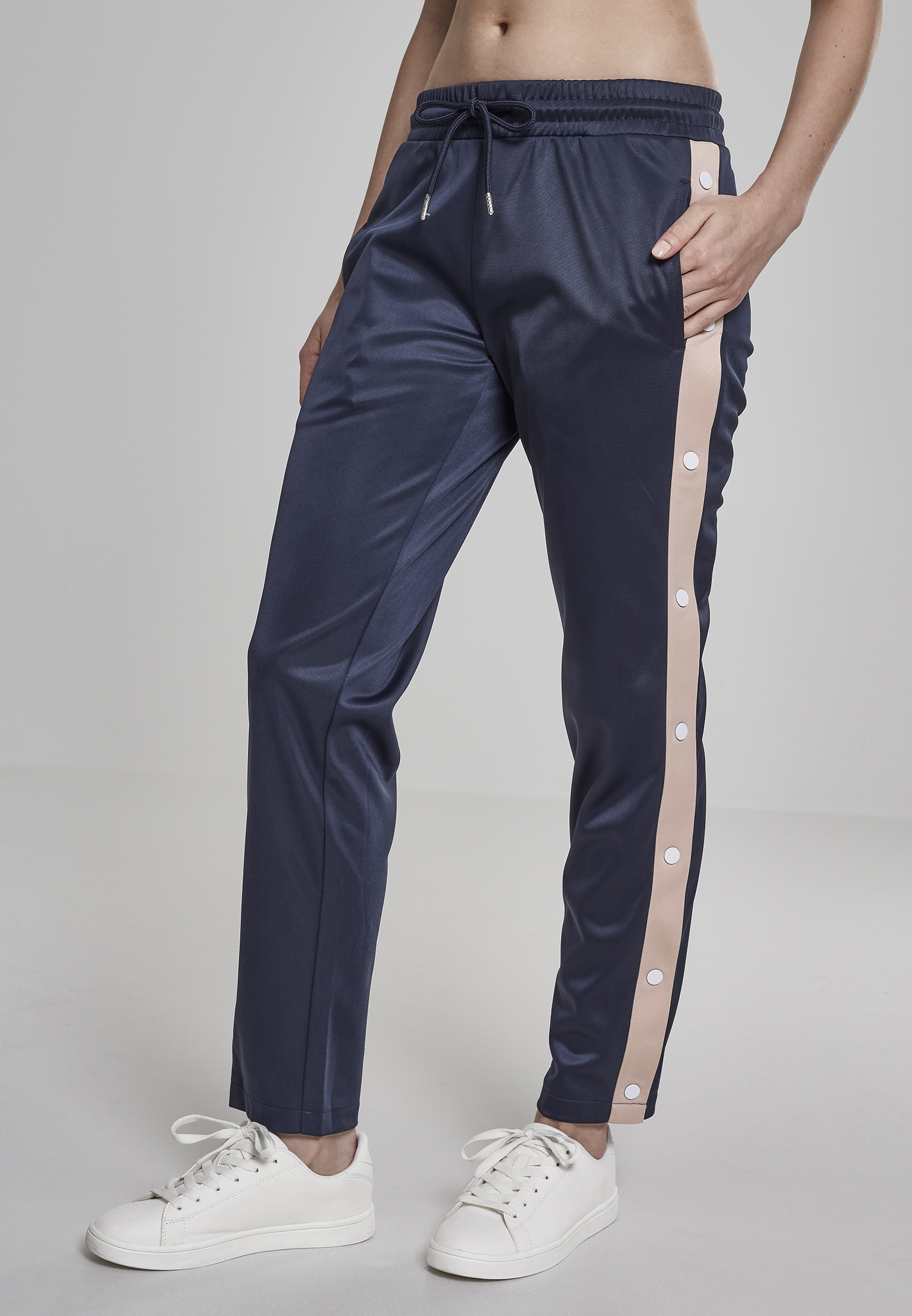 Women's Sweatpants With Button In Navy Blue/light Pink/white