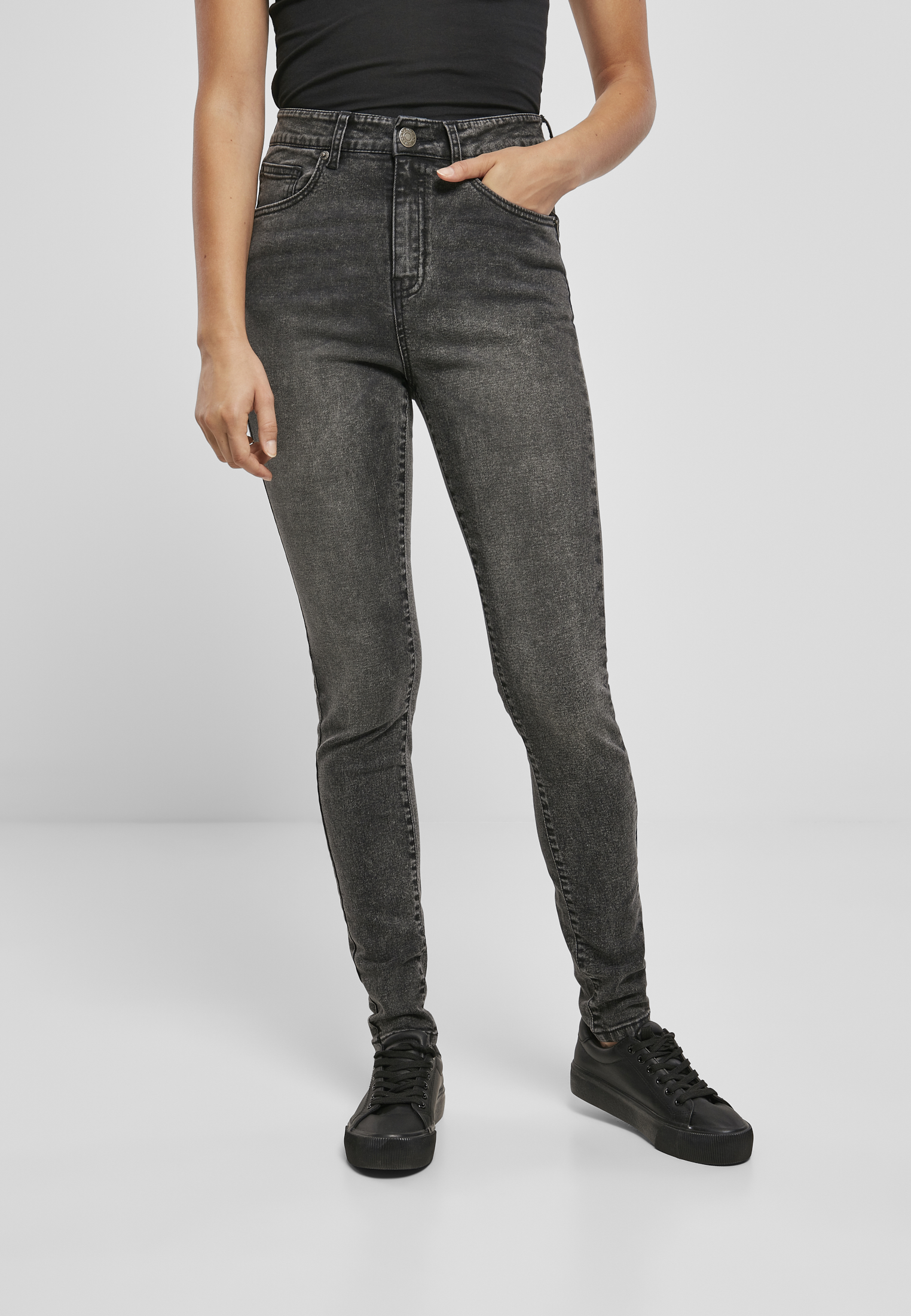 Dámské Skinny Jeans S Vysokým Pasem - černé