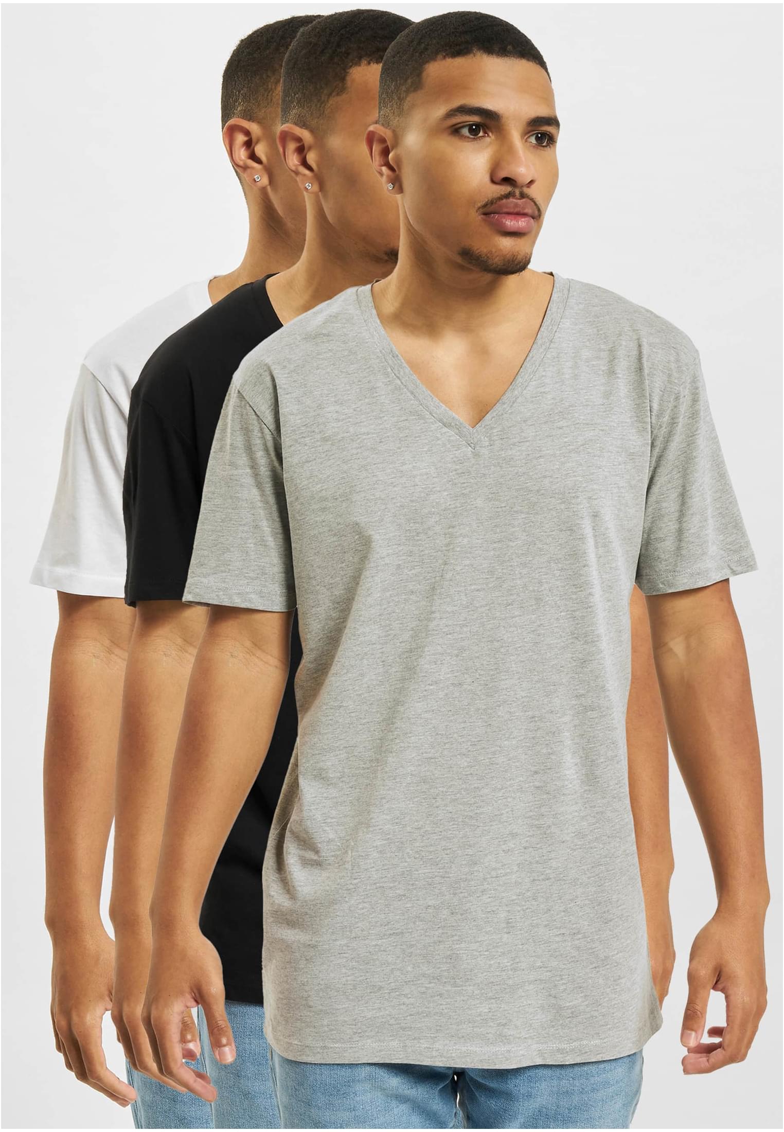 Men's Basic T-shirt 3-pack Black/white/grey Melange