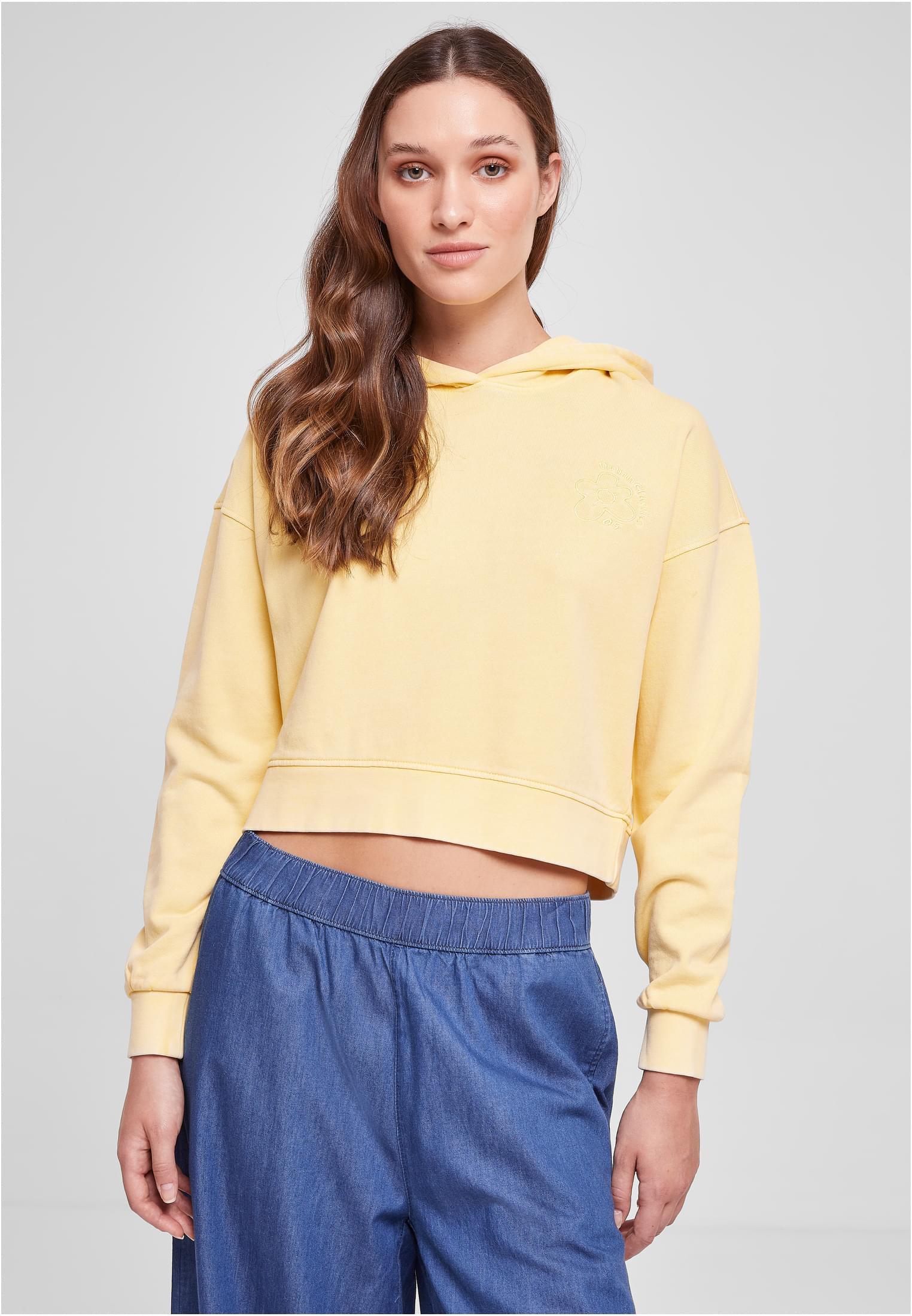 Women&#039;s short floral embroidery Terry Hoody vintagesun
