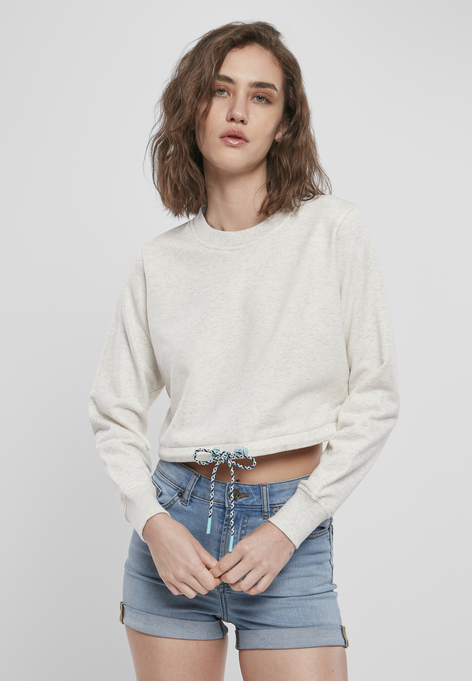 Women's Oversized Cropped Crewneck Light Grey