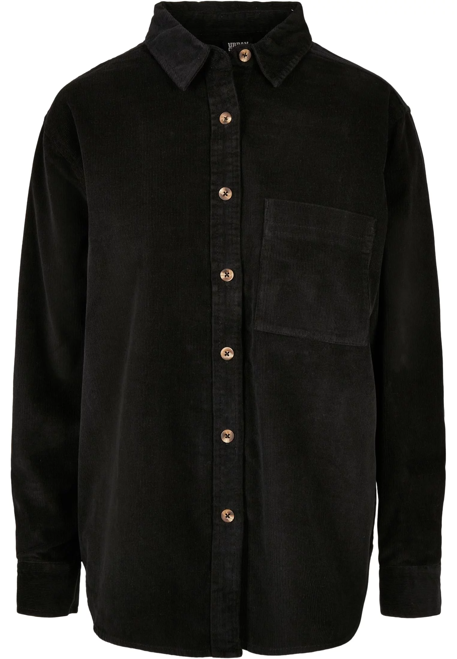 Doamnelor Corduroy Oversized Shirt Negru