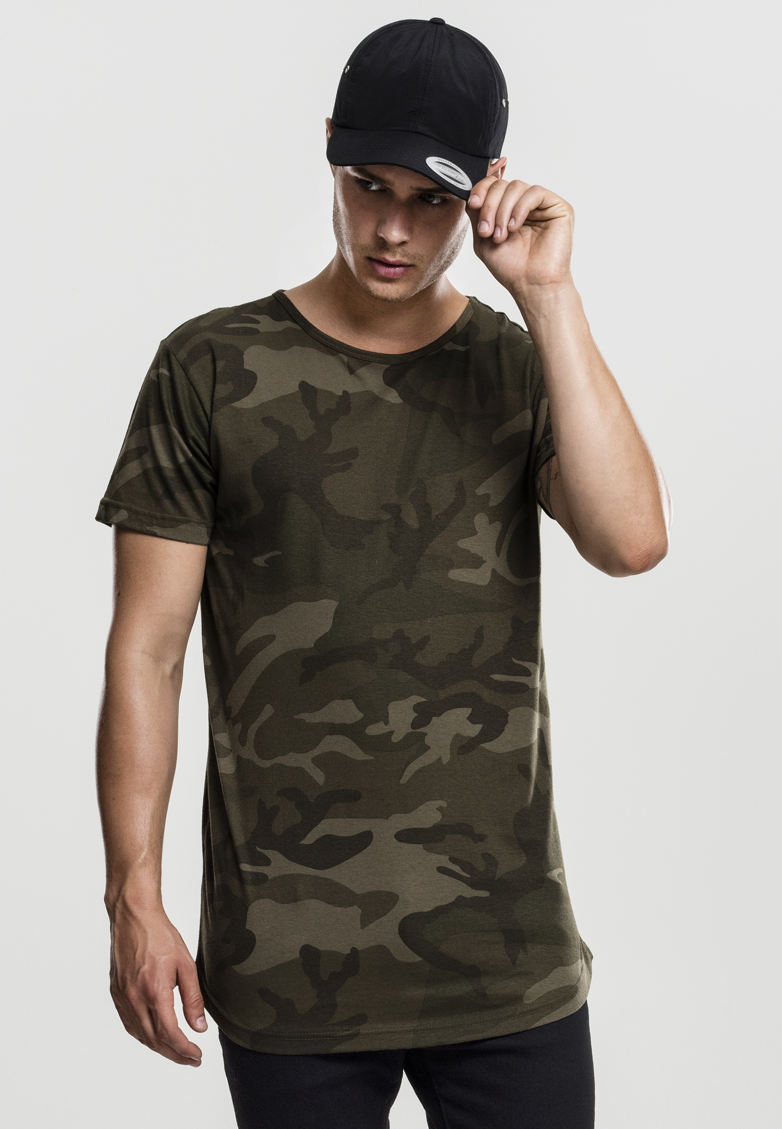 Camo în formă de camo lung tee de măsline
